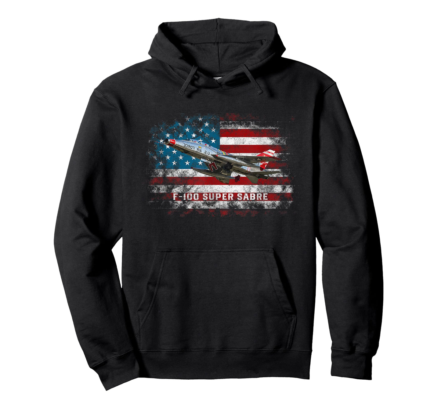 F-100 Super Sabre Jet Fighter Plane American Flag Pilot Vet T-Shirt