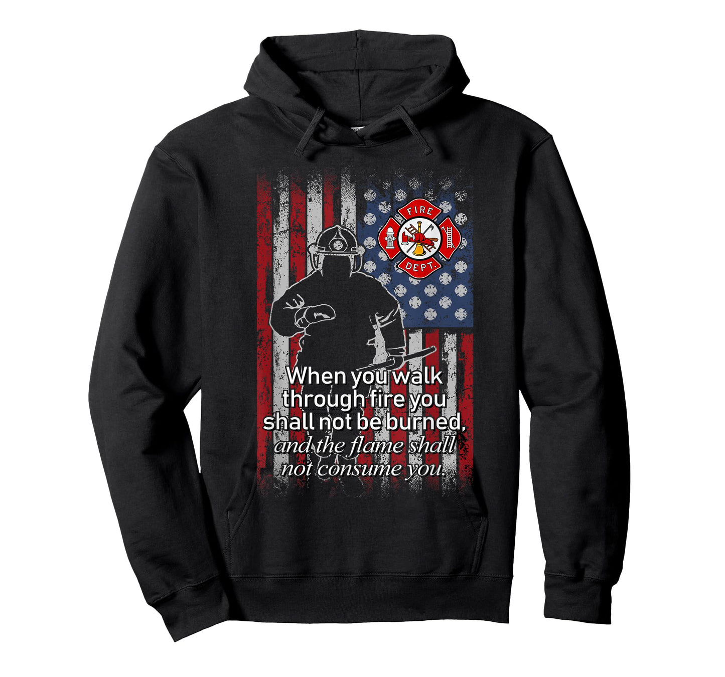 Thin Red Line Firefighter Bible Verse American Flag T-Shirt T-Shirt