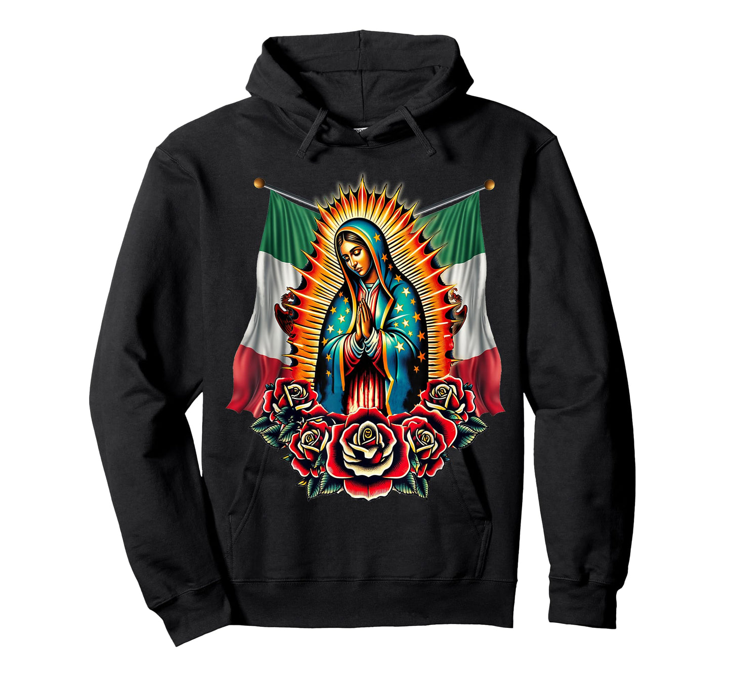 Our Lady Virgen De Guadalupe Virgin Mary Mexican Flag T-Shirt