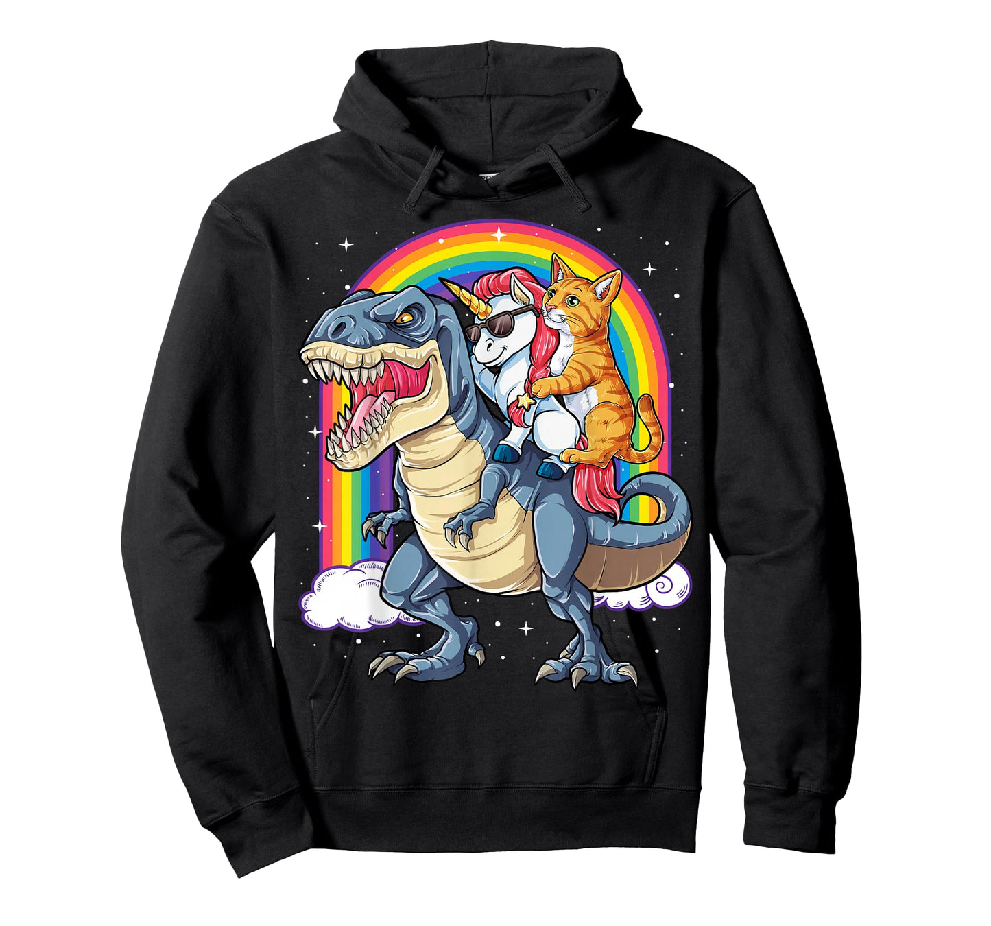 Cat Unicorn Riding Dinosaur T rex Kitten Lover Space Galaxy T-Shirt