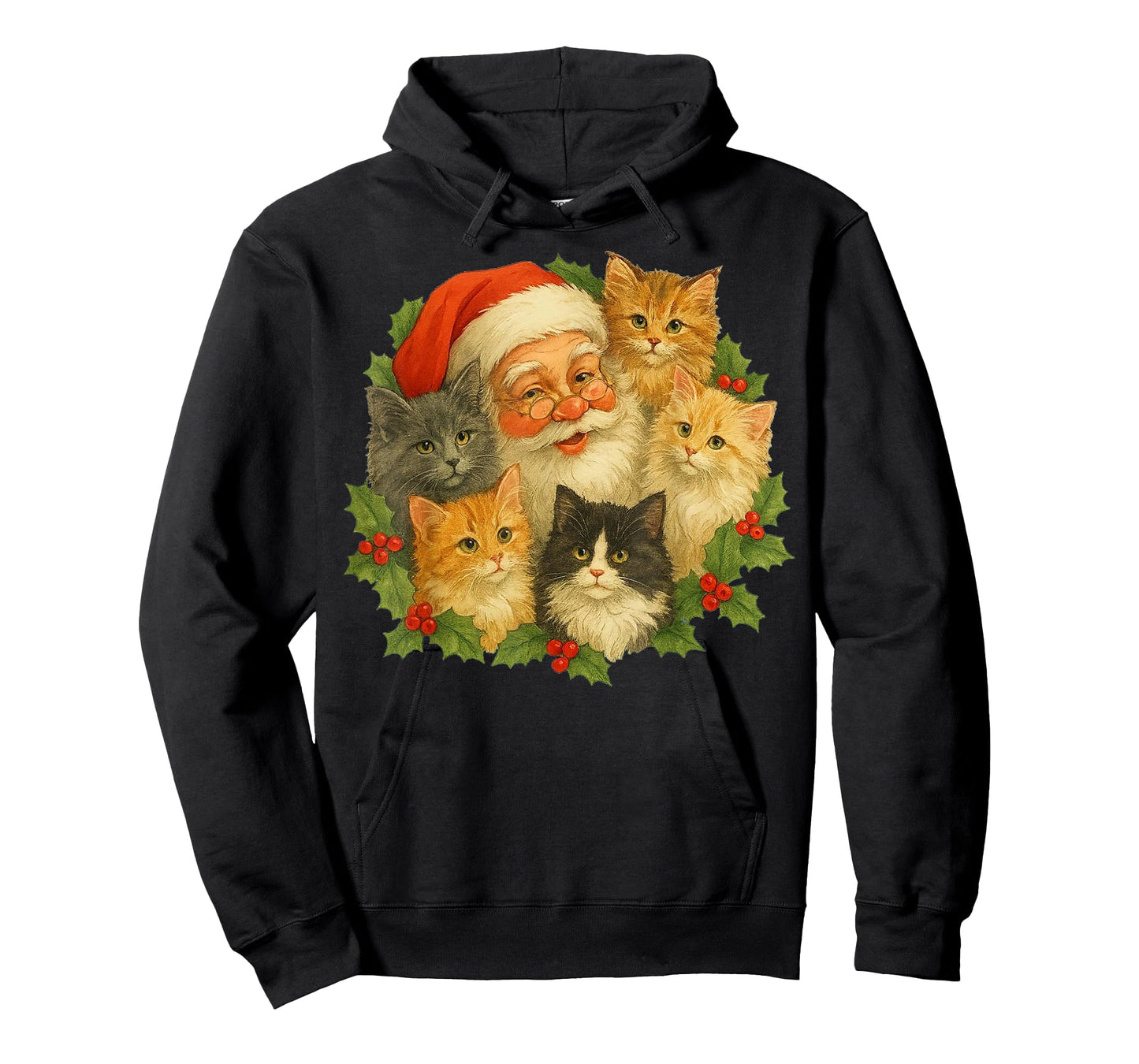 Santa Claus Kittens Christmas Retro 90s Old Saint Funny T-Shirt