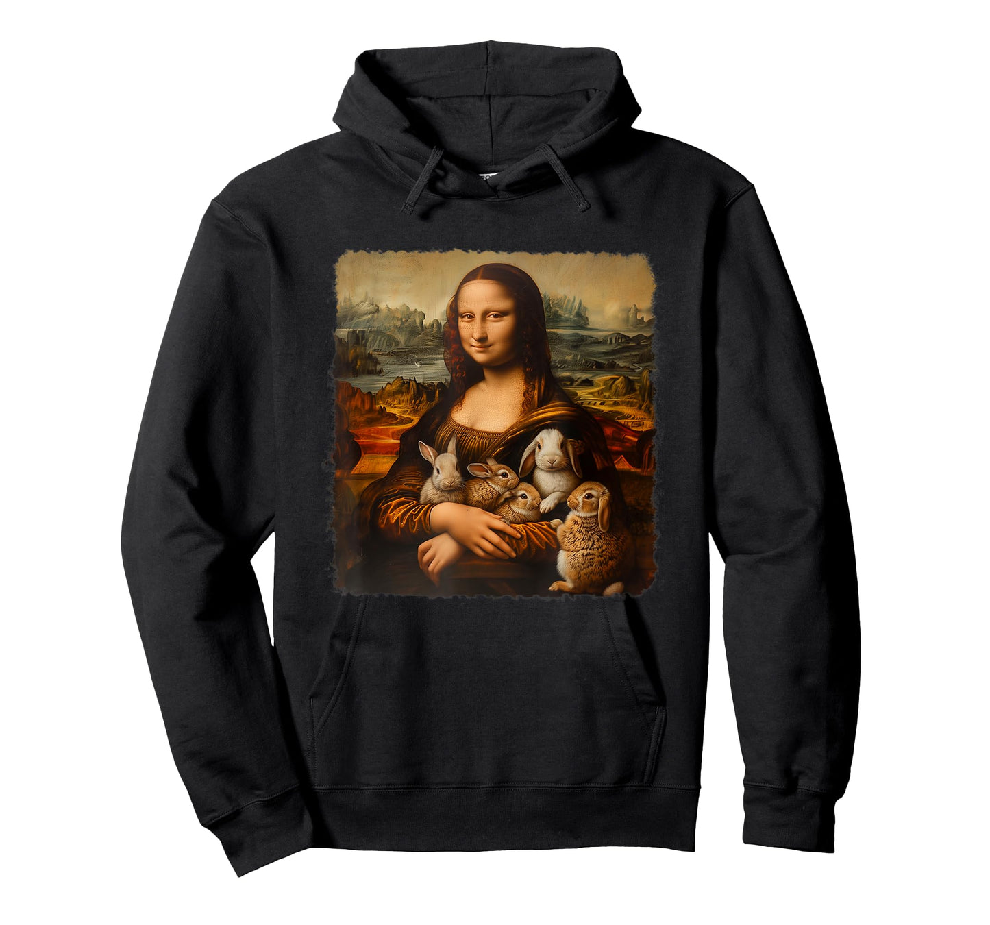 Mona Lisa With with Rabbits Funny Rabbit Art Painting T-Shirt