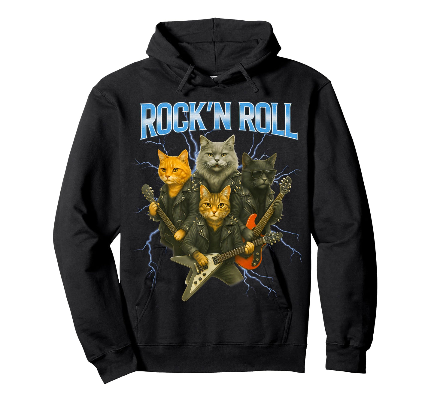 Cats Rock and Roll Band, Cat Guitar Music Band, Funny Animal T-Shirt