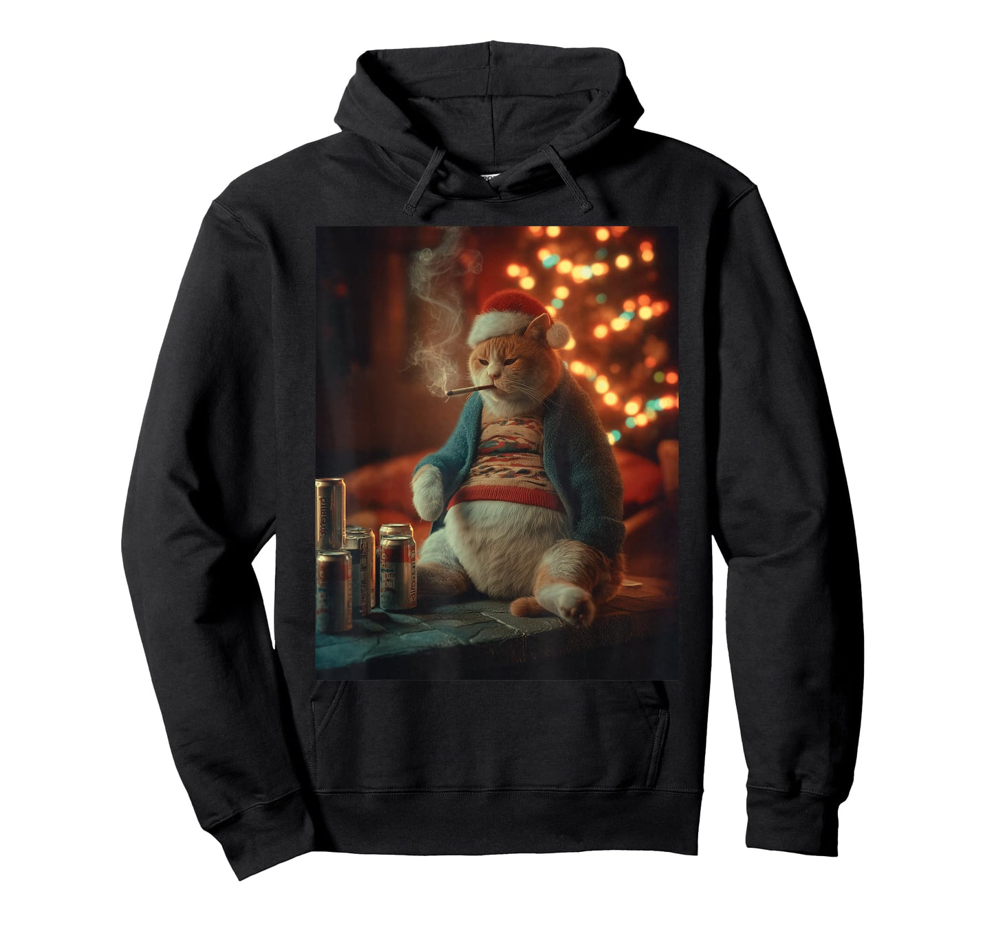 Christmas Cat Smoking Cigarette Meme Gen Z T-Shirt