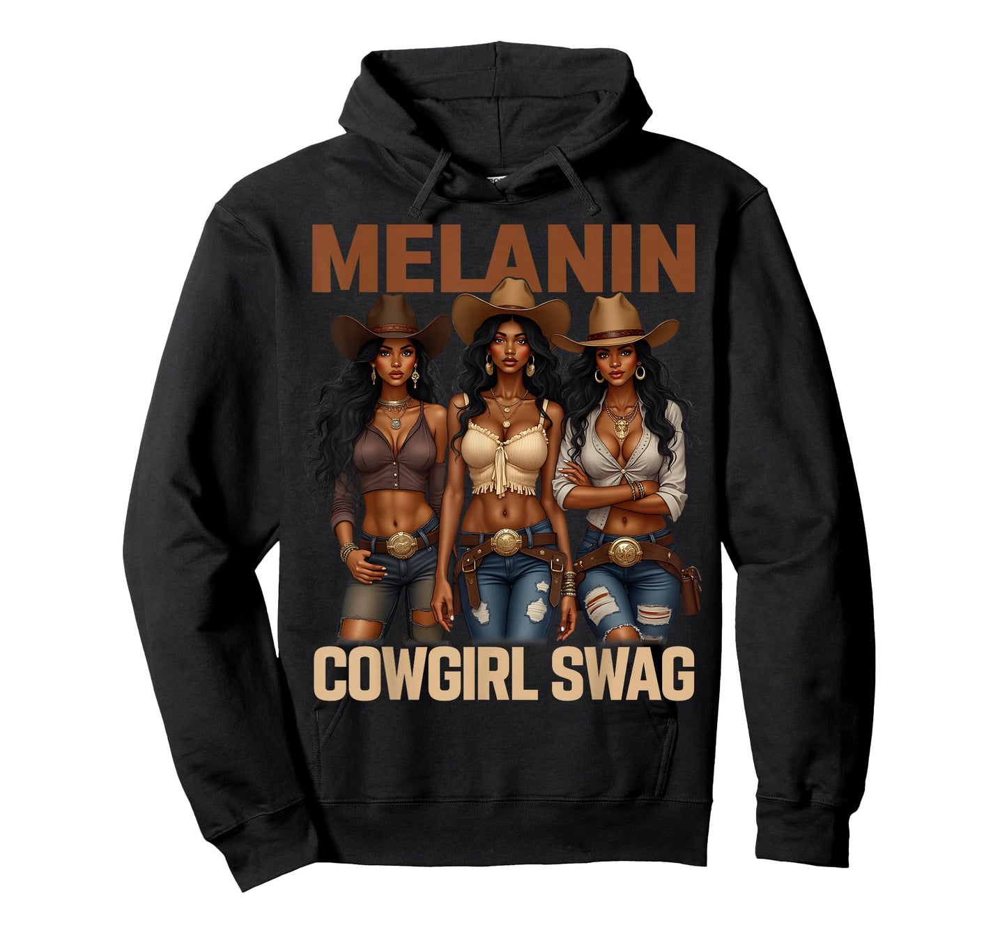 African Melanin Cowgirl Swag, Melanin Cowgirls Black BHM T-Shirt