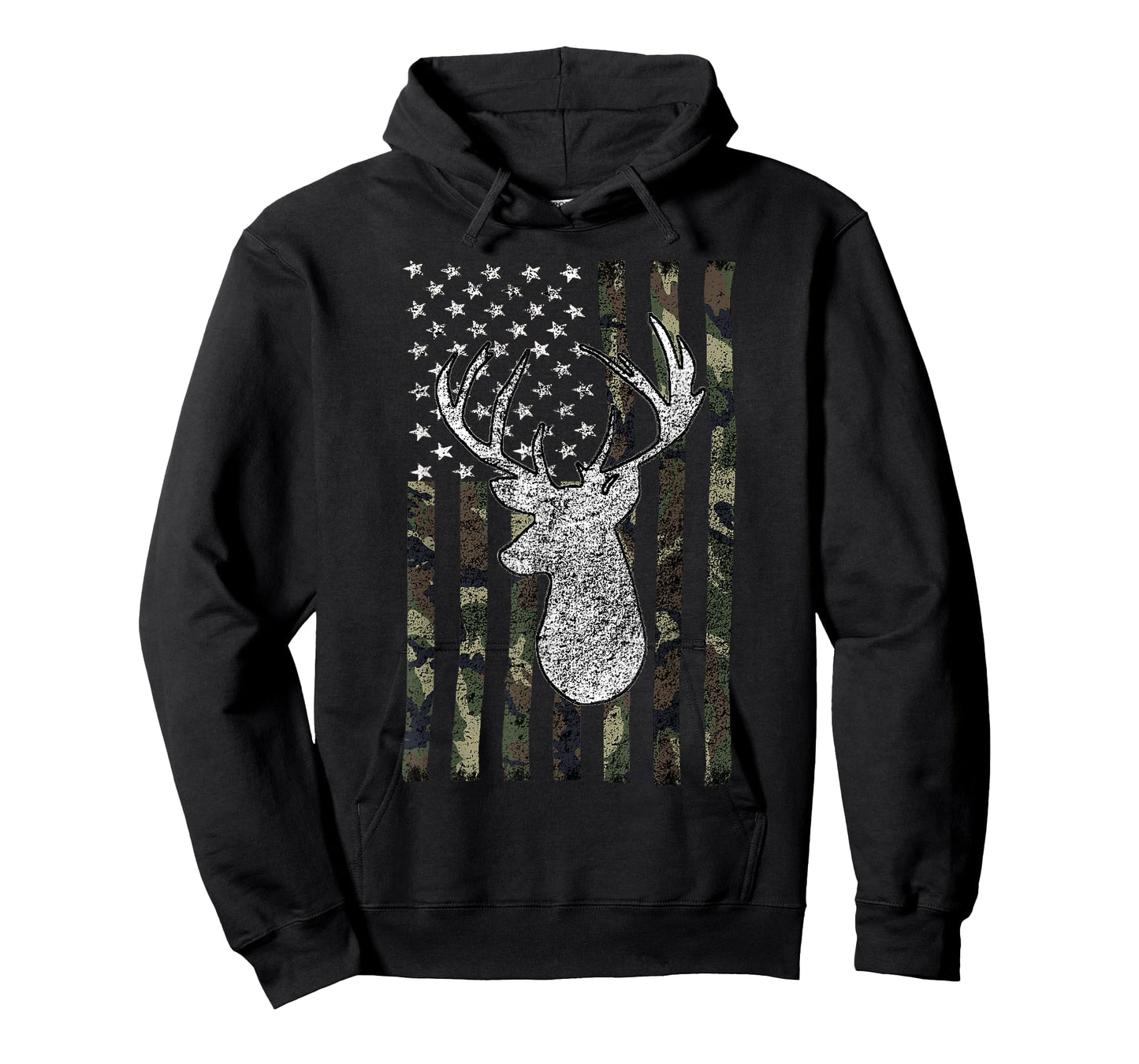 Whitetail Buck Deer Hunting American Camouflage USA Flag Short Sleeve T-Shirt