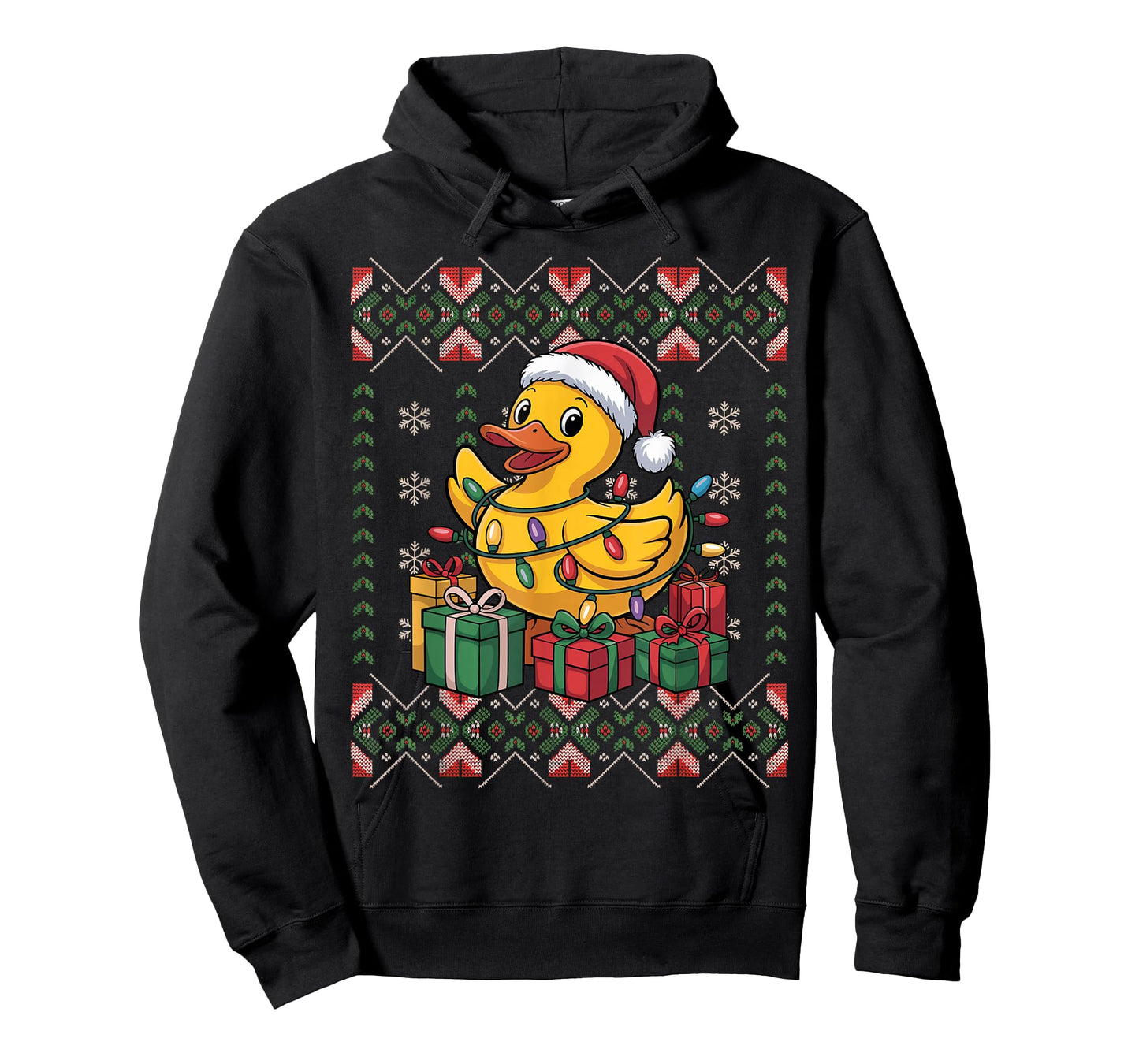 Santa Rubber Duck Christmas Ugly Sweater Funny Holiday T-Shirt