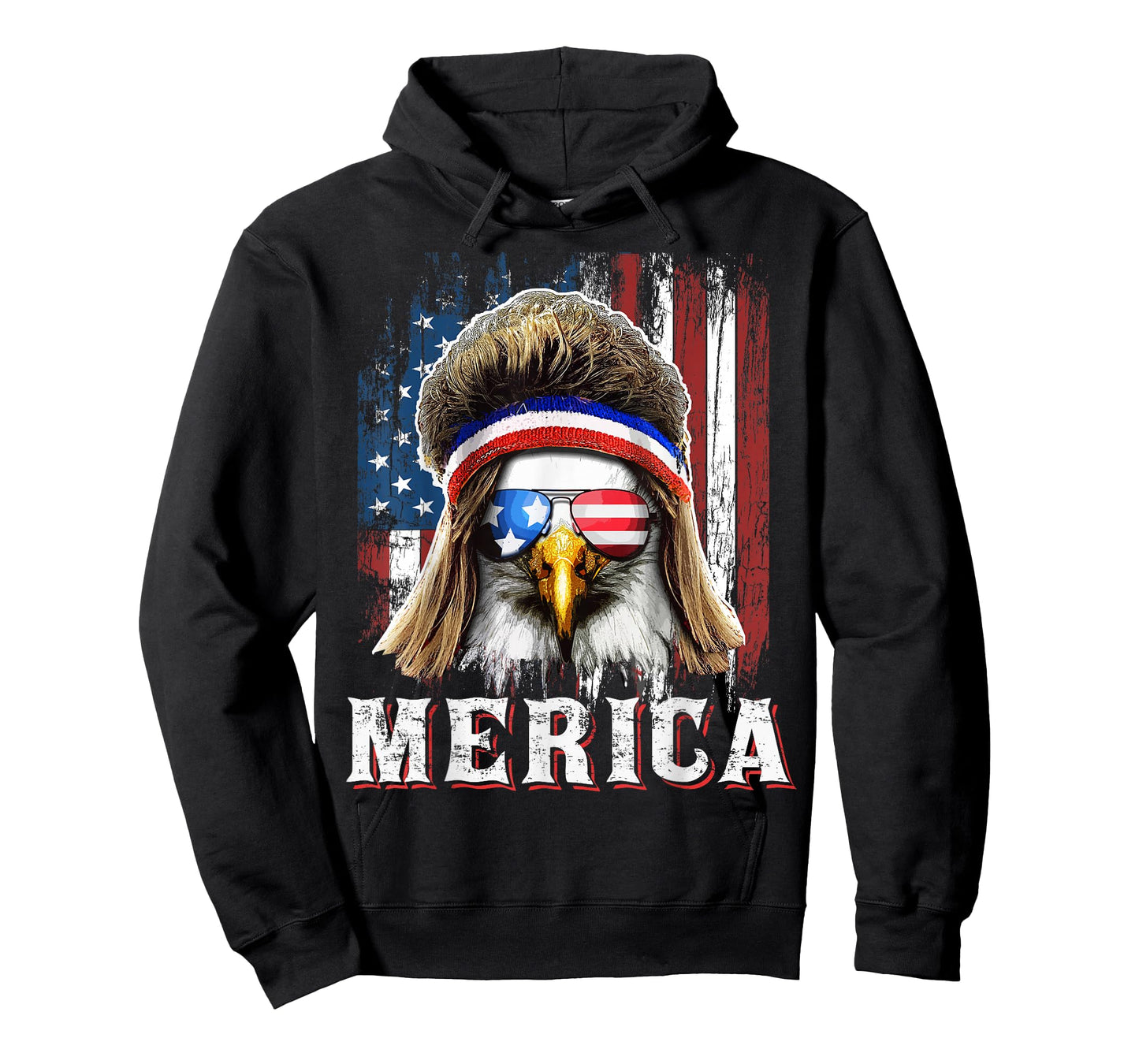 Merica Eagle Mullet 4th of July American Flag Stars Stripes T-Shirt
