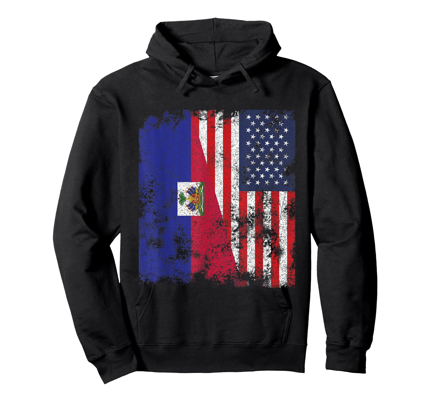 Haiti USA Flag Distressed - Half American T-Shirt for Women Kids Men