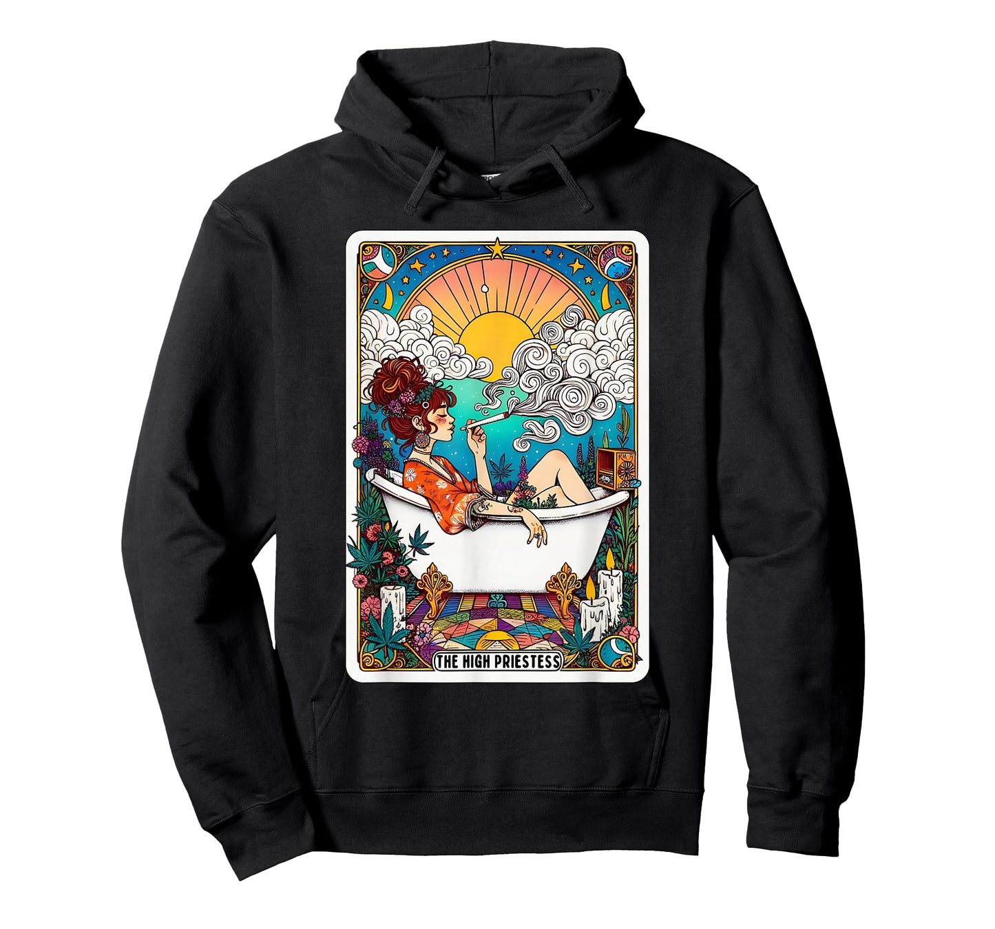 The High Priestess Tarot Card, Witchy Weed Pot Smoker Woman T-Shirt