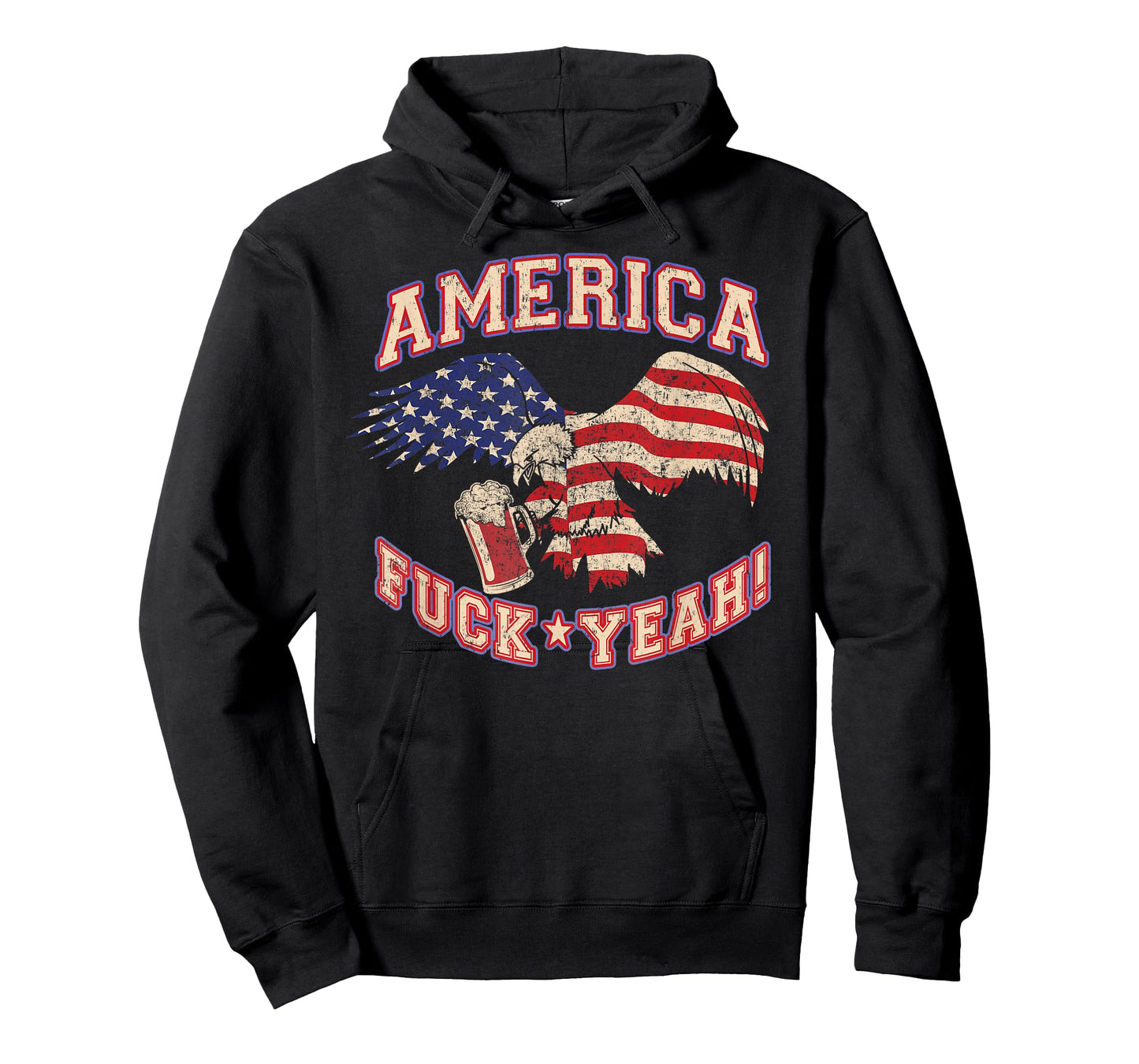 America Fuck Yeah Bald Eagle Beer 4th of July Vintage T-Shirt