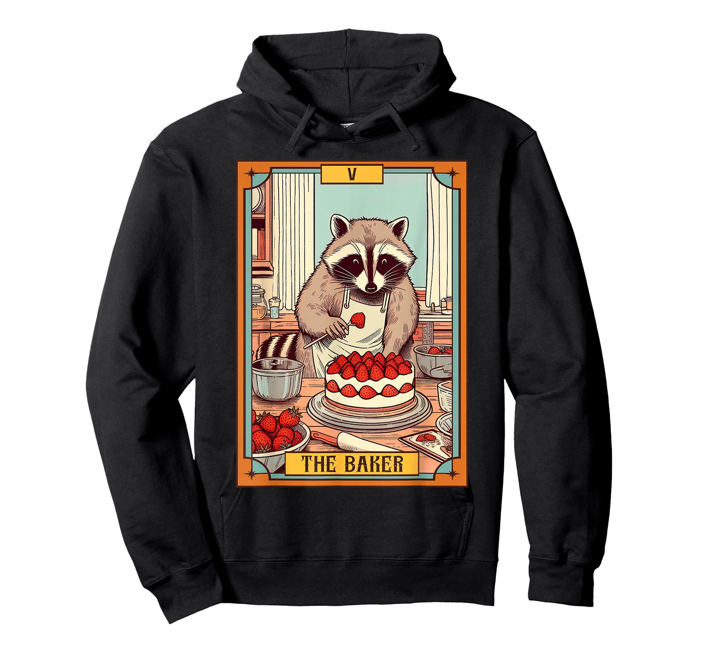 Baker Baking Lover Racoon making Cake The Baker Tarot Card T-Shirt