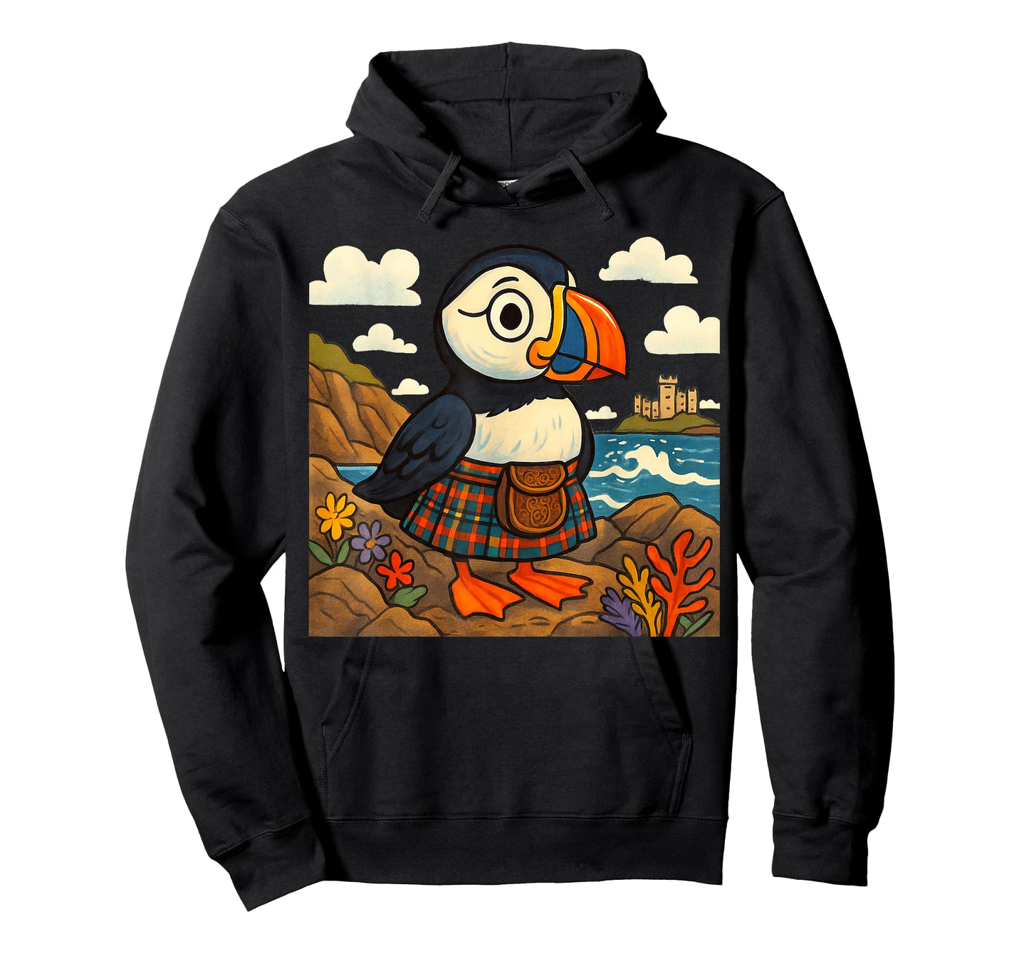 Scottish Puffin in Tartan Kilt Design | Scotland Wildlife T-Shirt