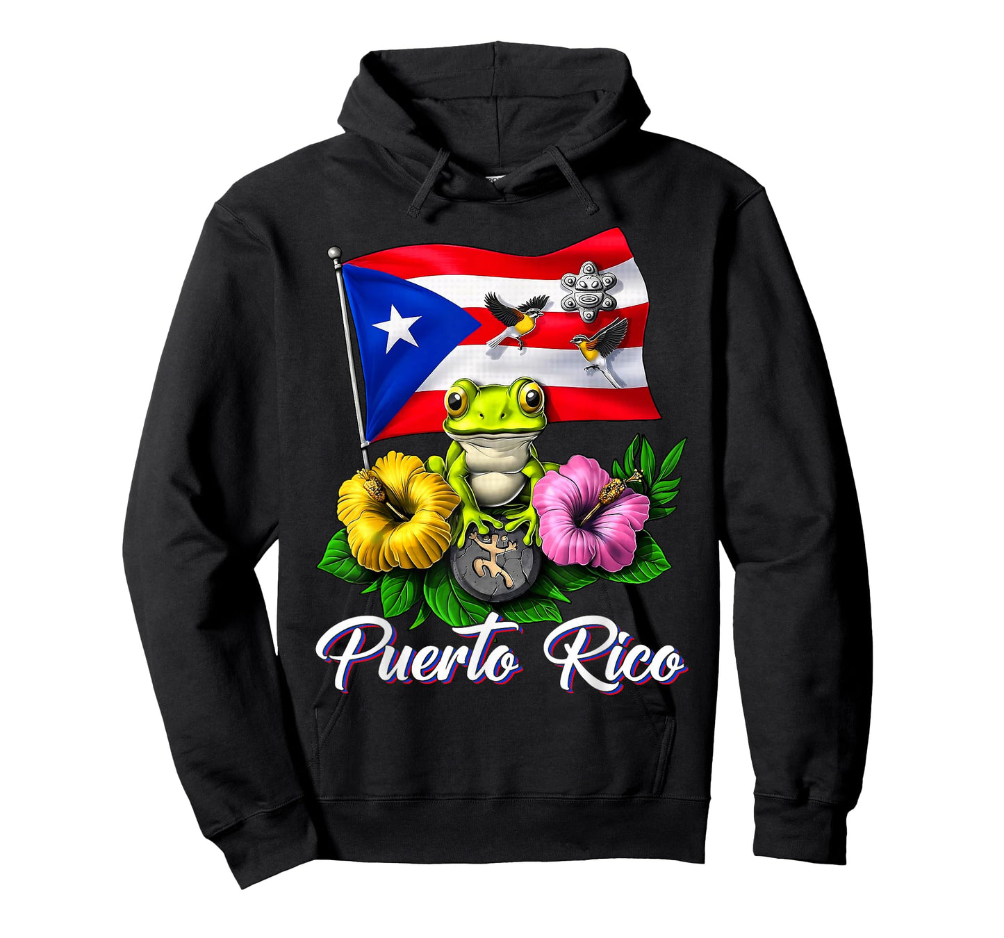 Coqui Frog & Flowers Boricua Puerto Rican Flag Puerto Rico T-Shirt