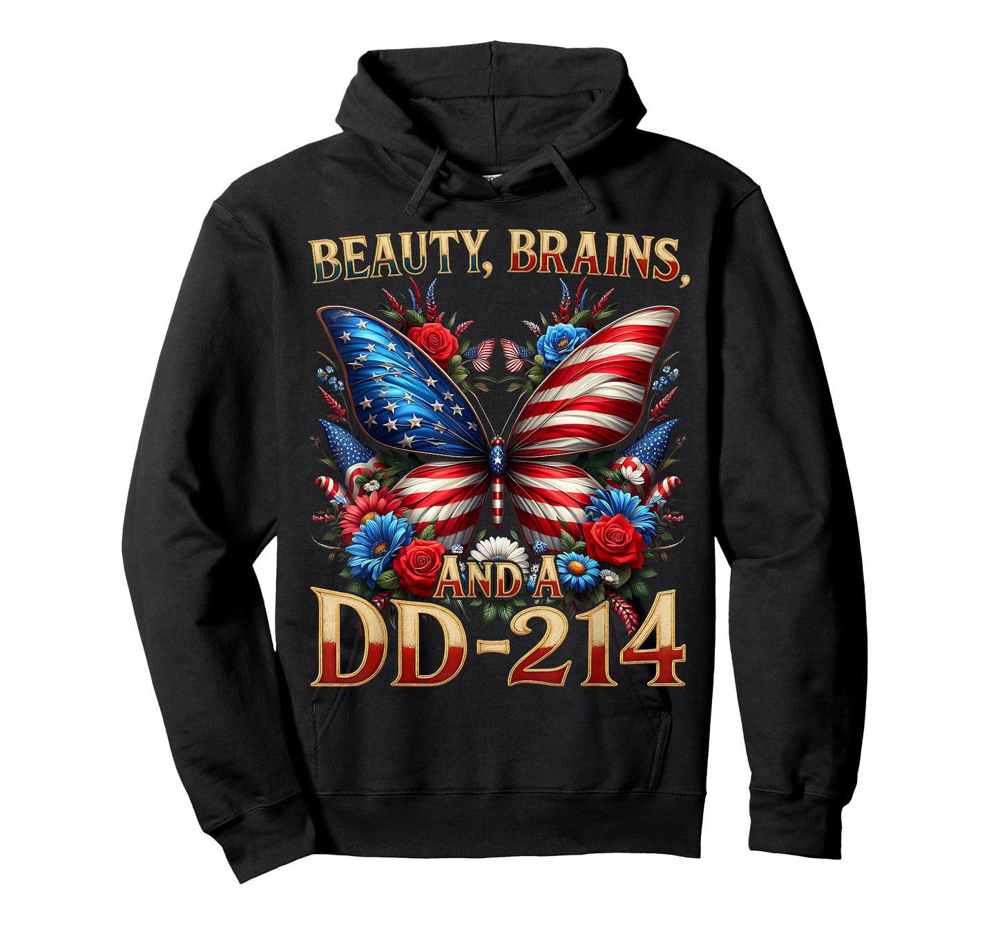 Female Veteran Army Floral Vintage Beauty Brains US T-Shirt