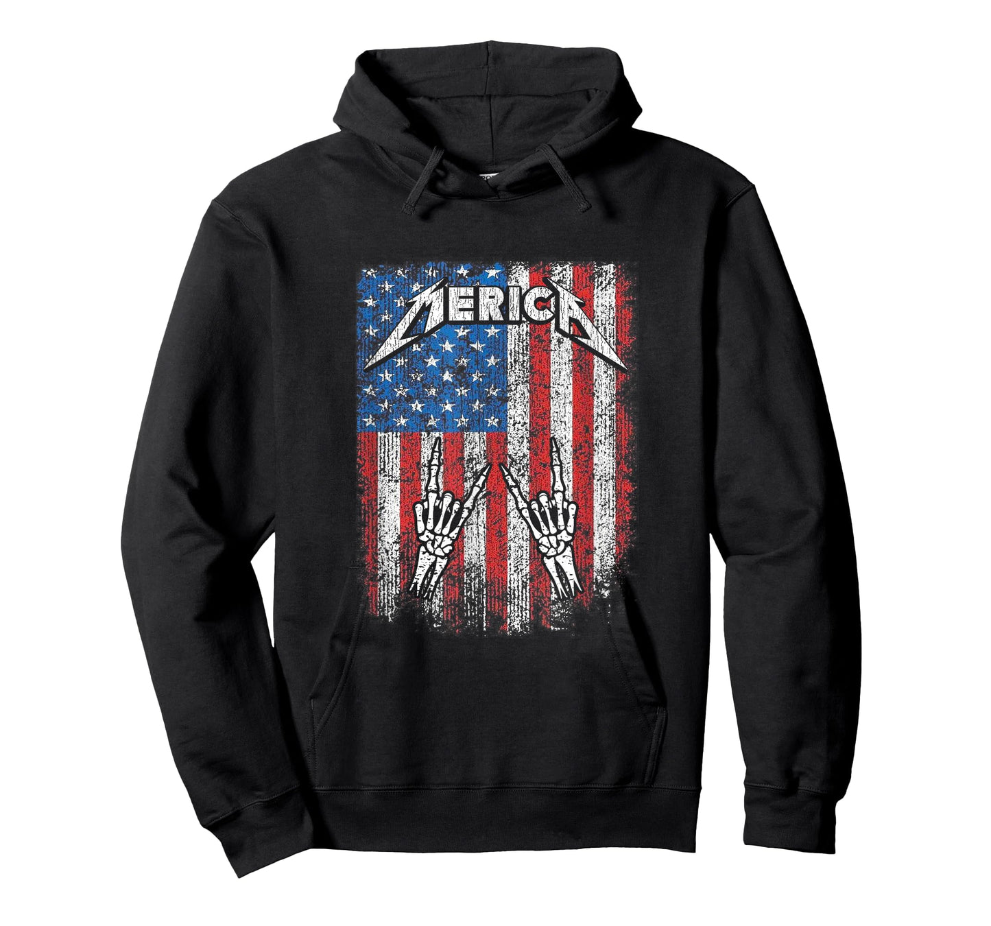 Rock Sign Heavy Metal 4th of July Us Flag Merica For Men T-Shirt