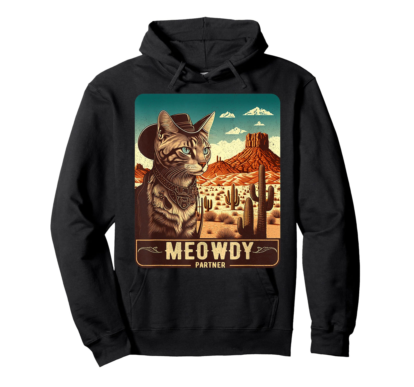 Meowdy! Funny Country Music Cat Cowboy Hat Poster Funny T-Shirt