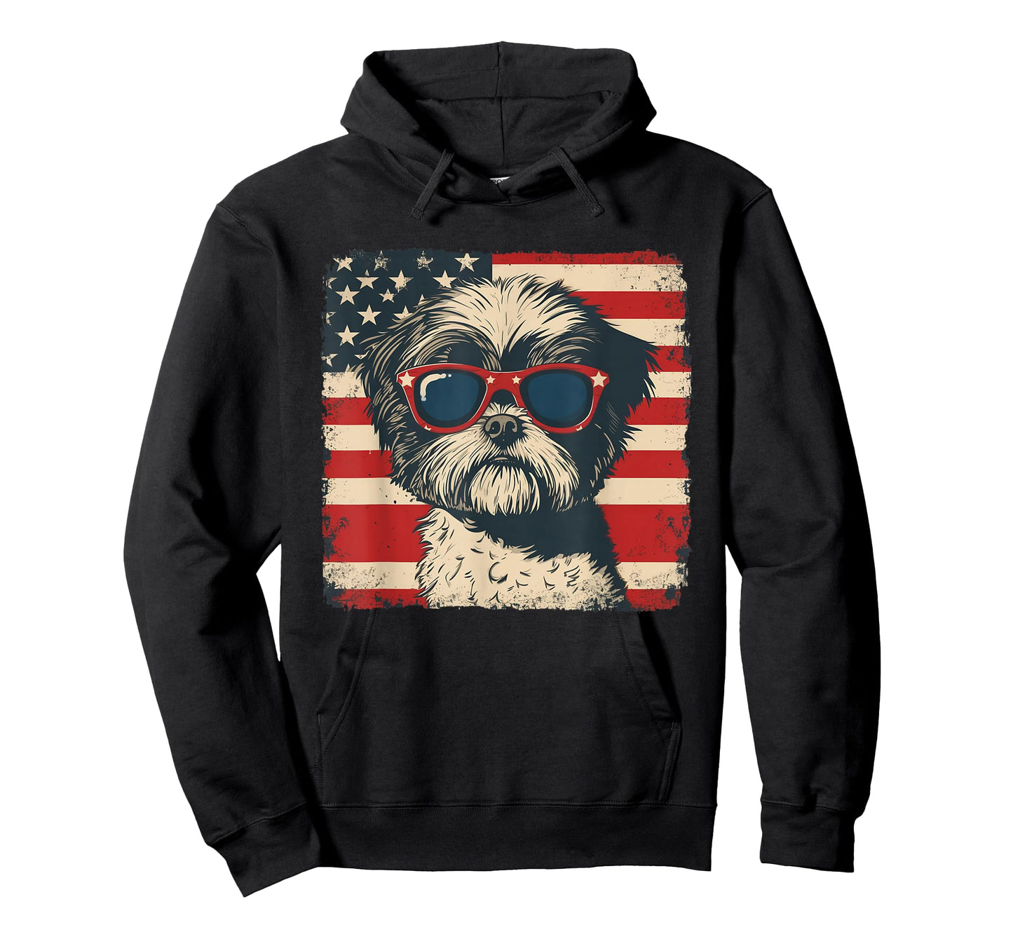 Shih Tzu Dog USA Flag Patriotic Fourth of July Men Women T-Shirt