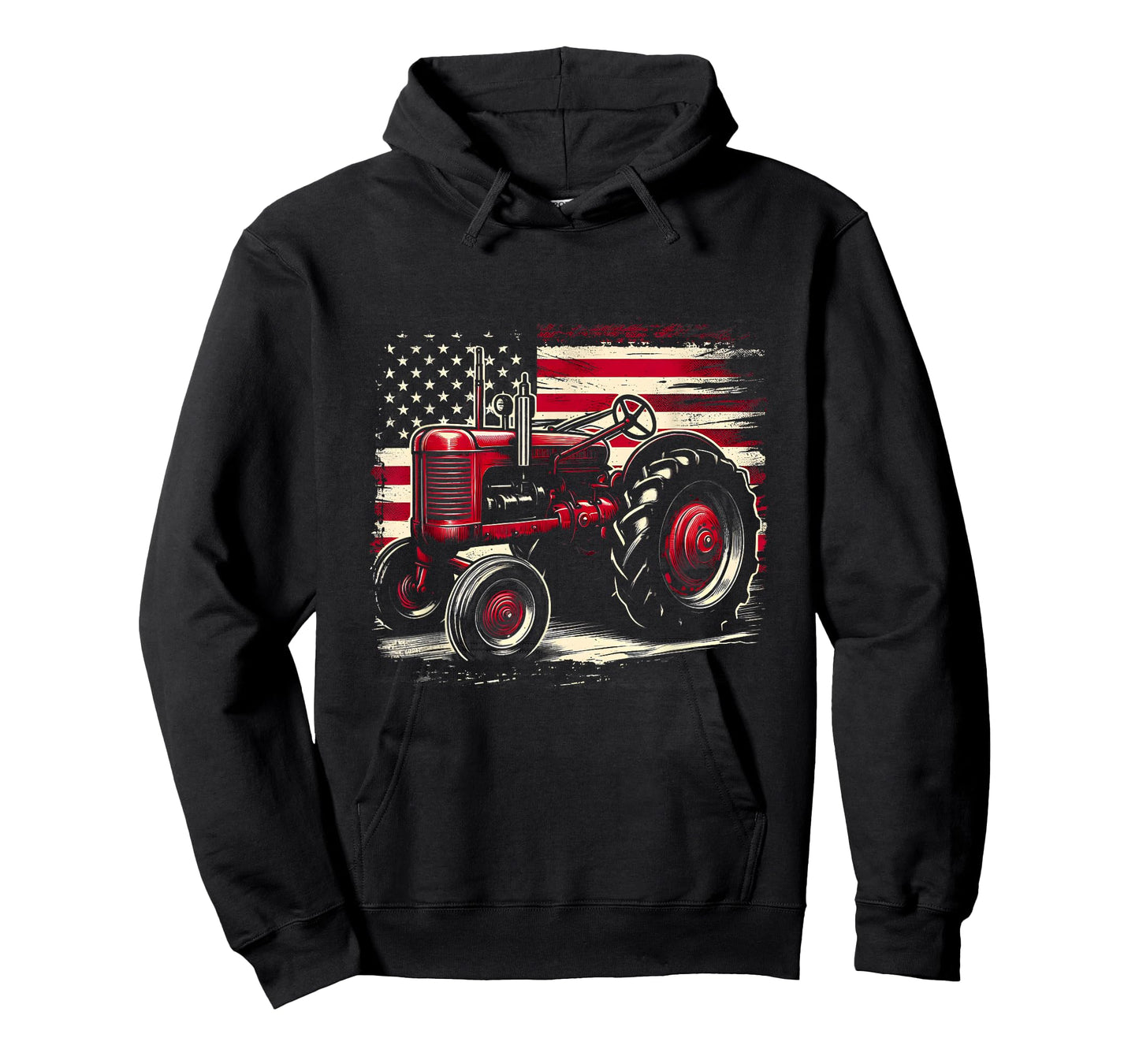 Old Farmall Cub Tractor American Flag Patriotic Farming Farm T-Shirt