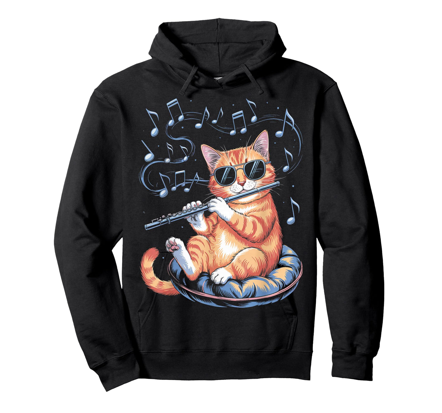 Marching Band Musician Flutist Cat Playing Flute Player T-Shirt