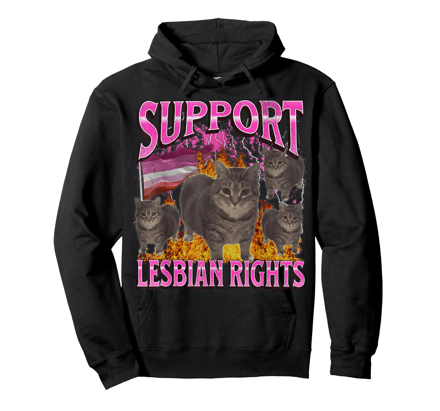 Support Lesbian Rights Funny Gay Cat Meme Bootleg Graphic Men Women T-Shirt