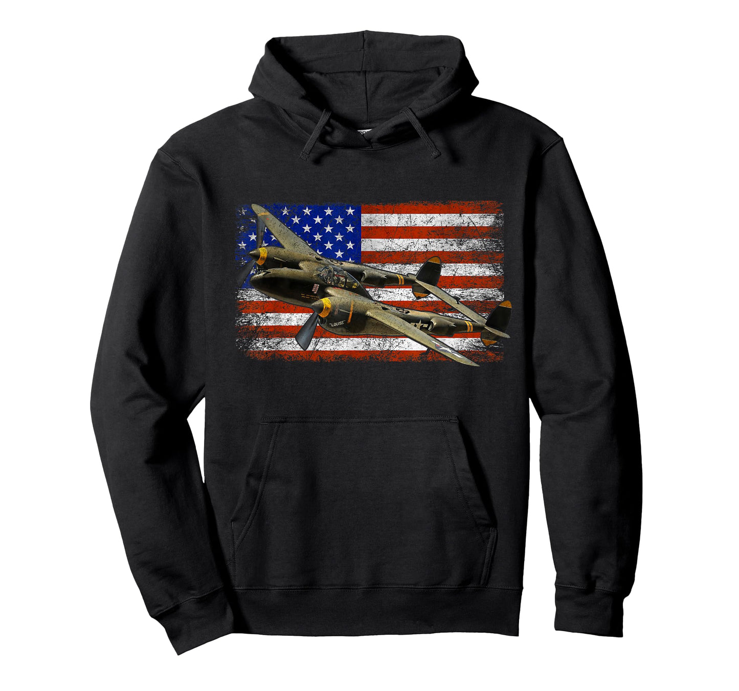 P-38 Lightning WWII Airplane Vintage Flag T-Shirt