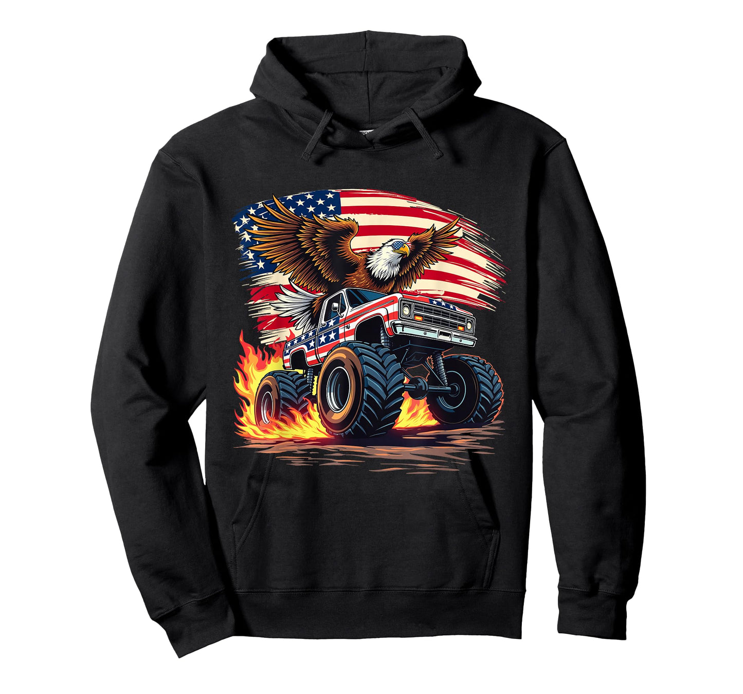Bald Eagle Monster Truck - USA American Flag 4th Of July T-Shirt