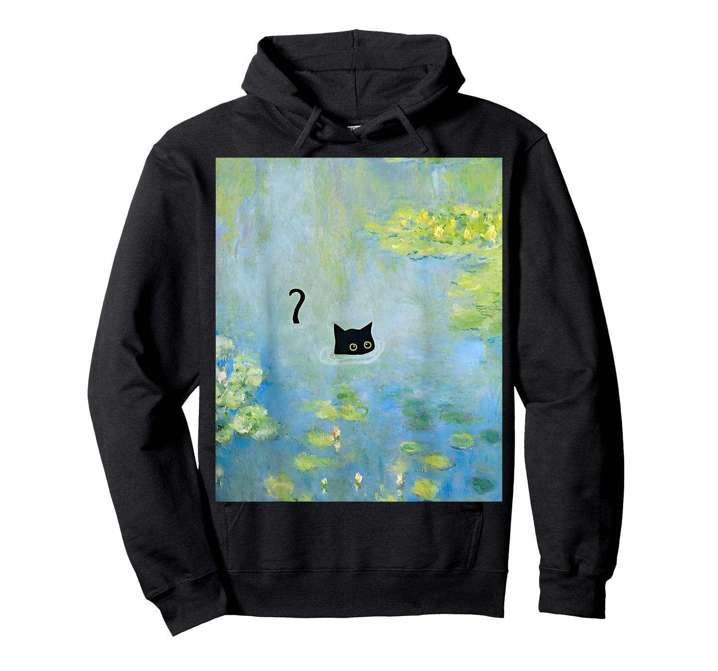 Black Cat Monets Summer Waterlily T-Shirt for Men Women Girls Kids