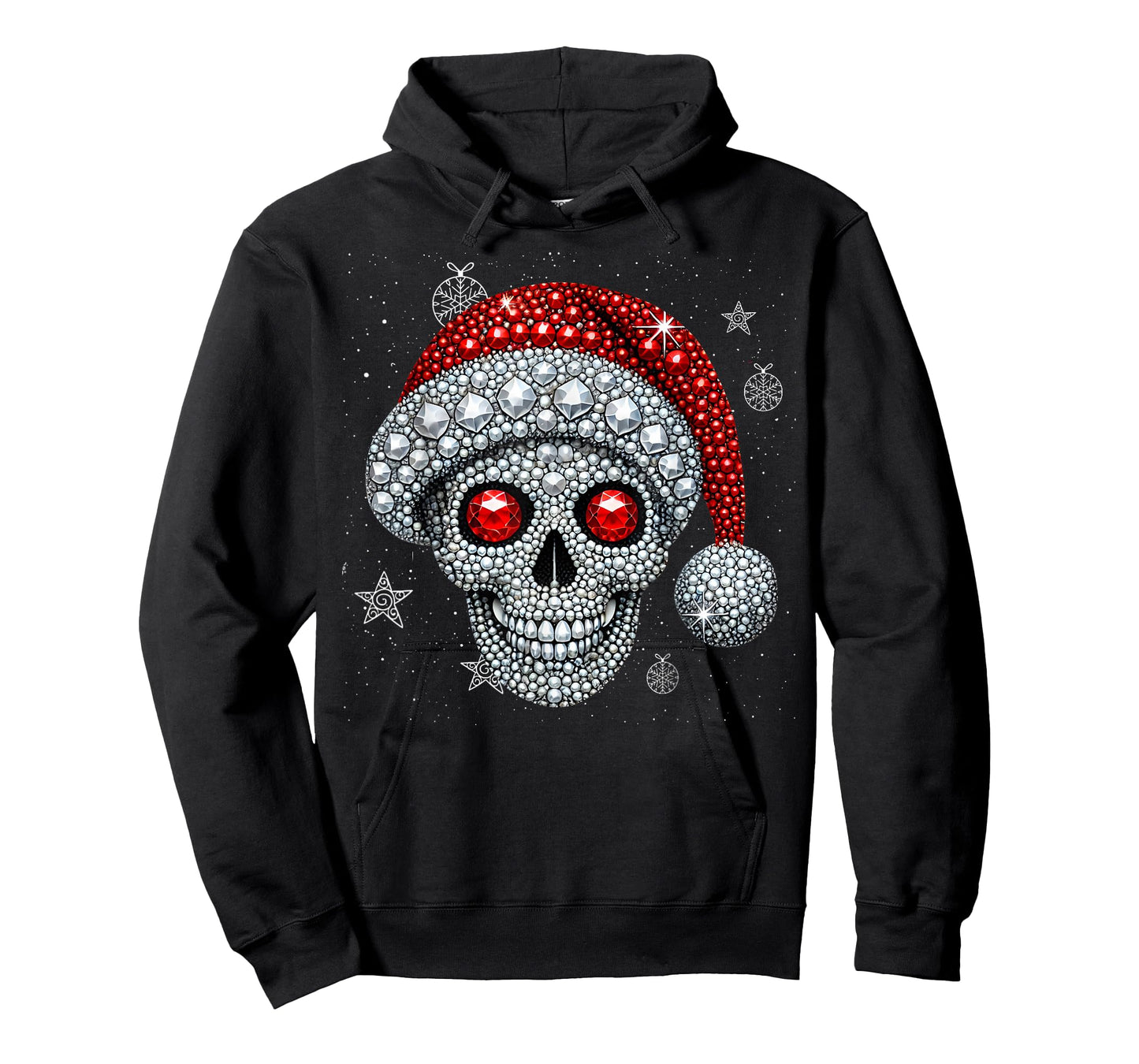 Sugar Skull with Santa Hat Tee Christmas Pajama Xmas T-Shirt