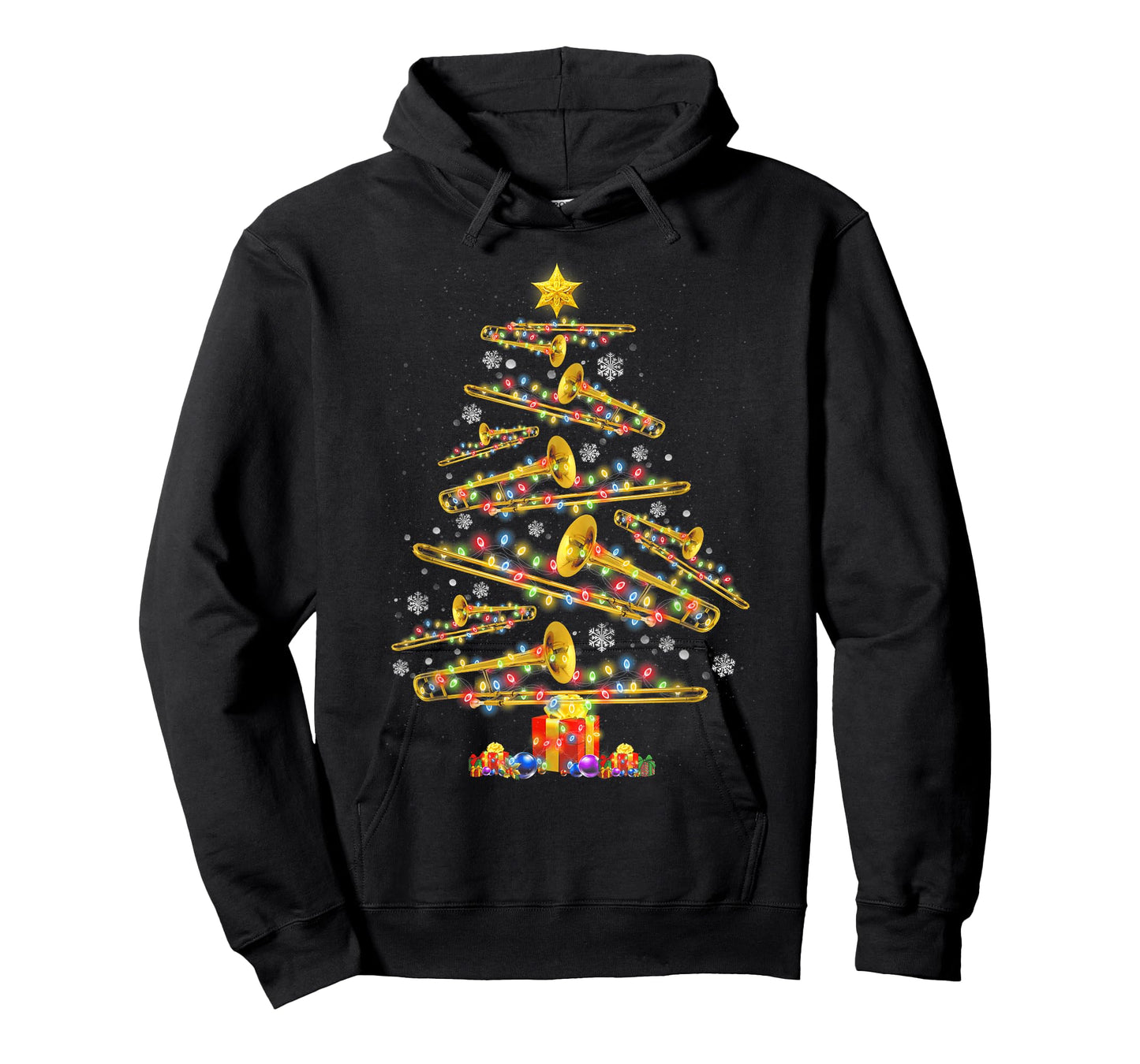 Christmas Trombone Player Xmas Tree Jazz Music Lover Santa T-Shirt