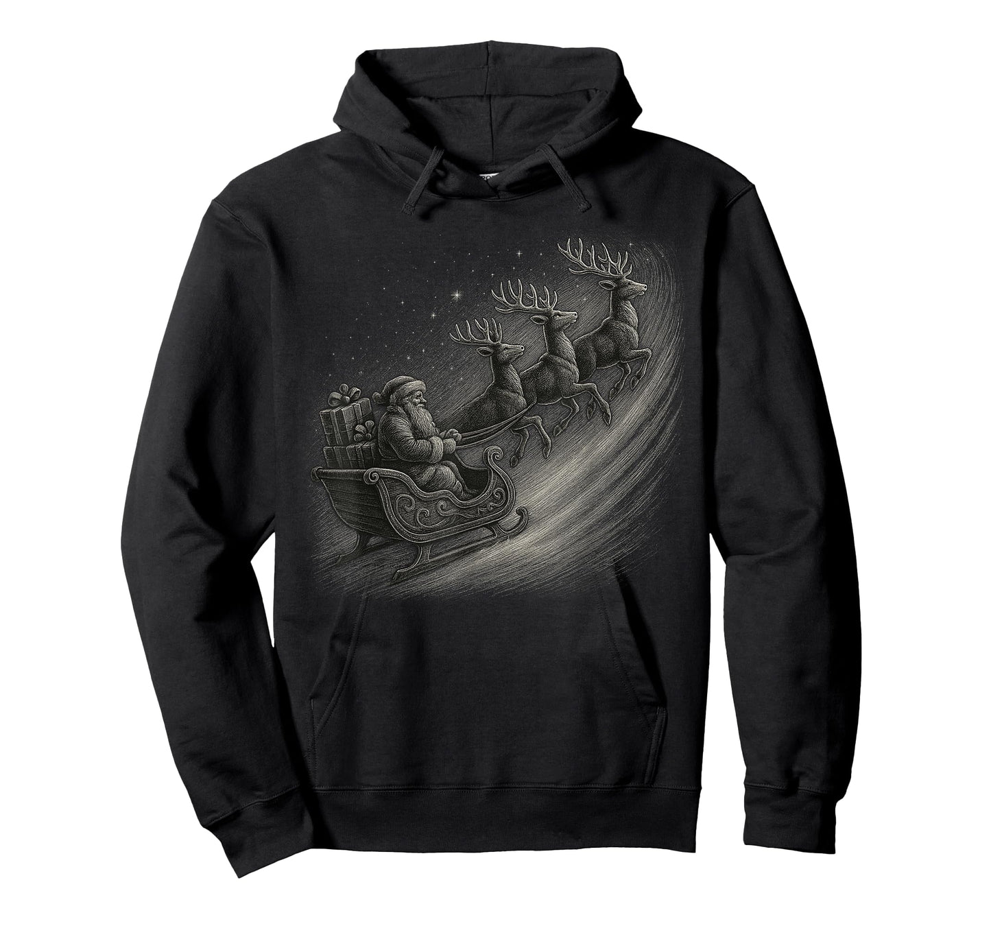 HUGvyn Vintage Christmas Classic Santa Sleigh Ride Reindeer T-Shirt