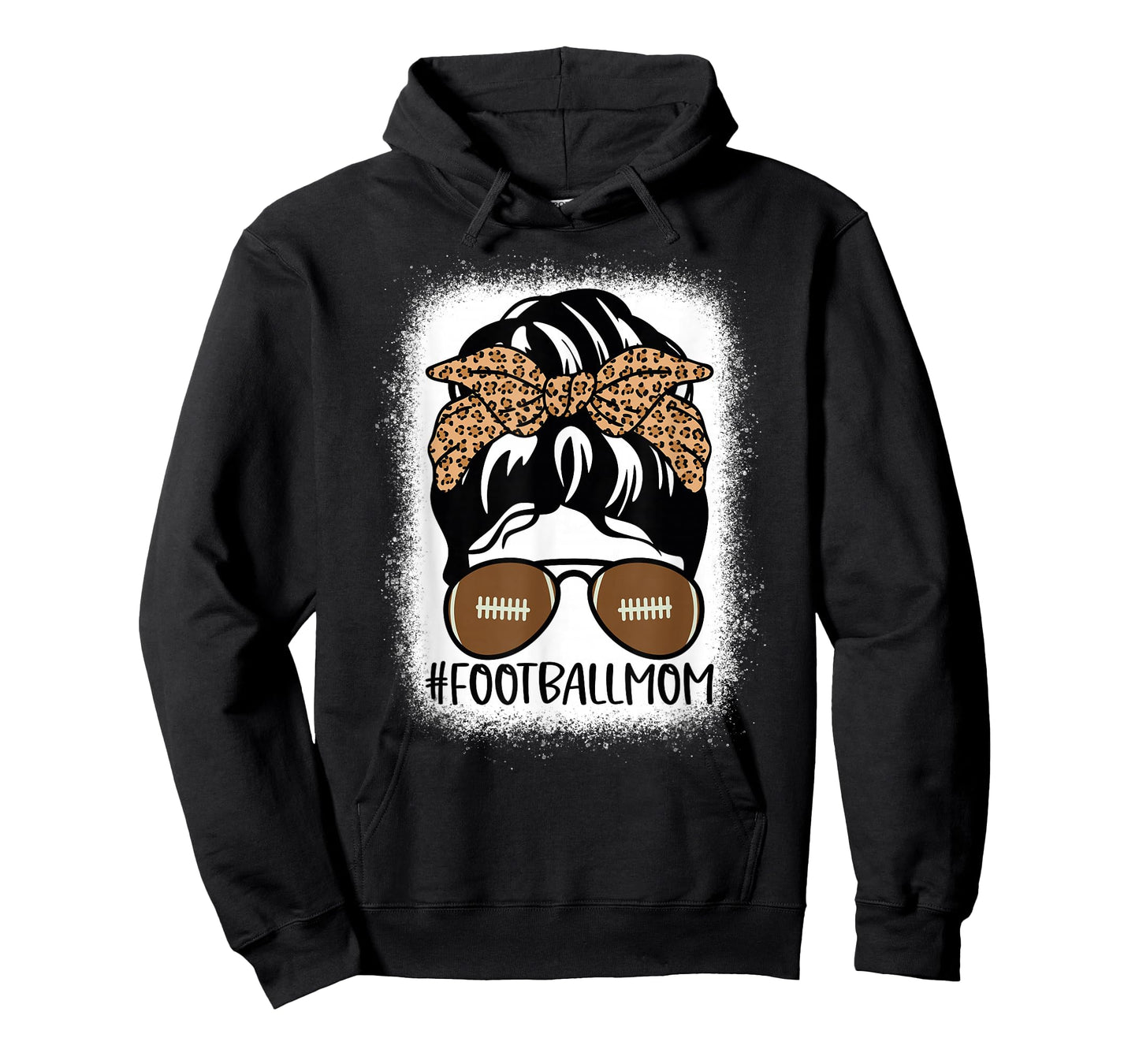 Bleached Football Mom Life with Leopard and Messy Bun Player T-Shirt