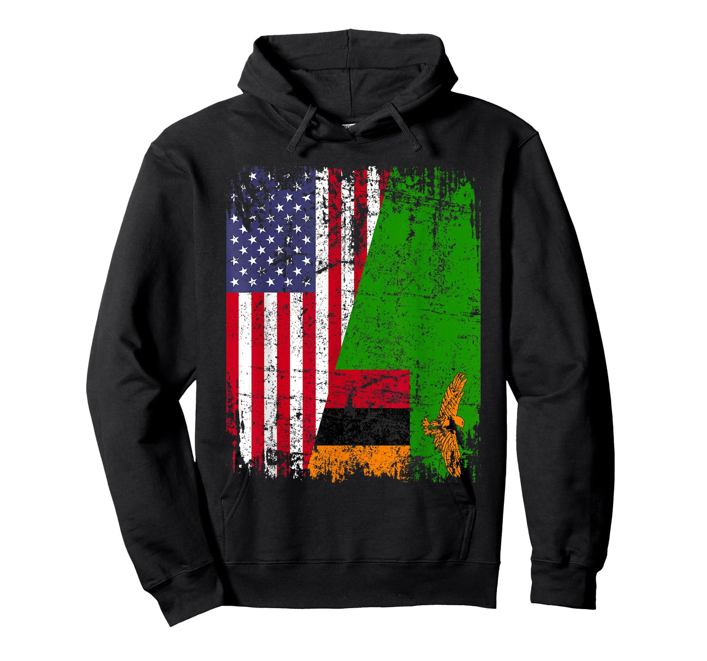 ZAMBIAN ROOTS | Half American Flag | USA ZAMBIA FLAG T-Shirt