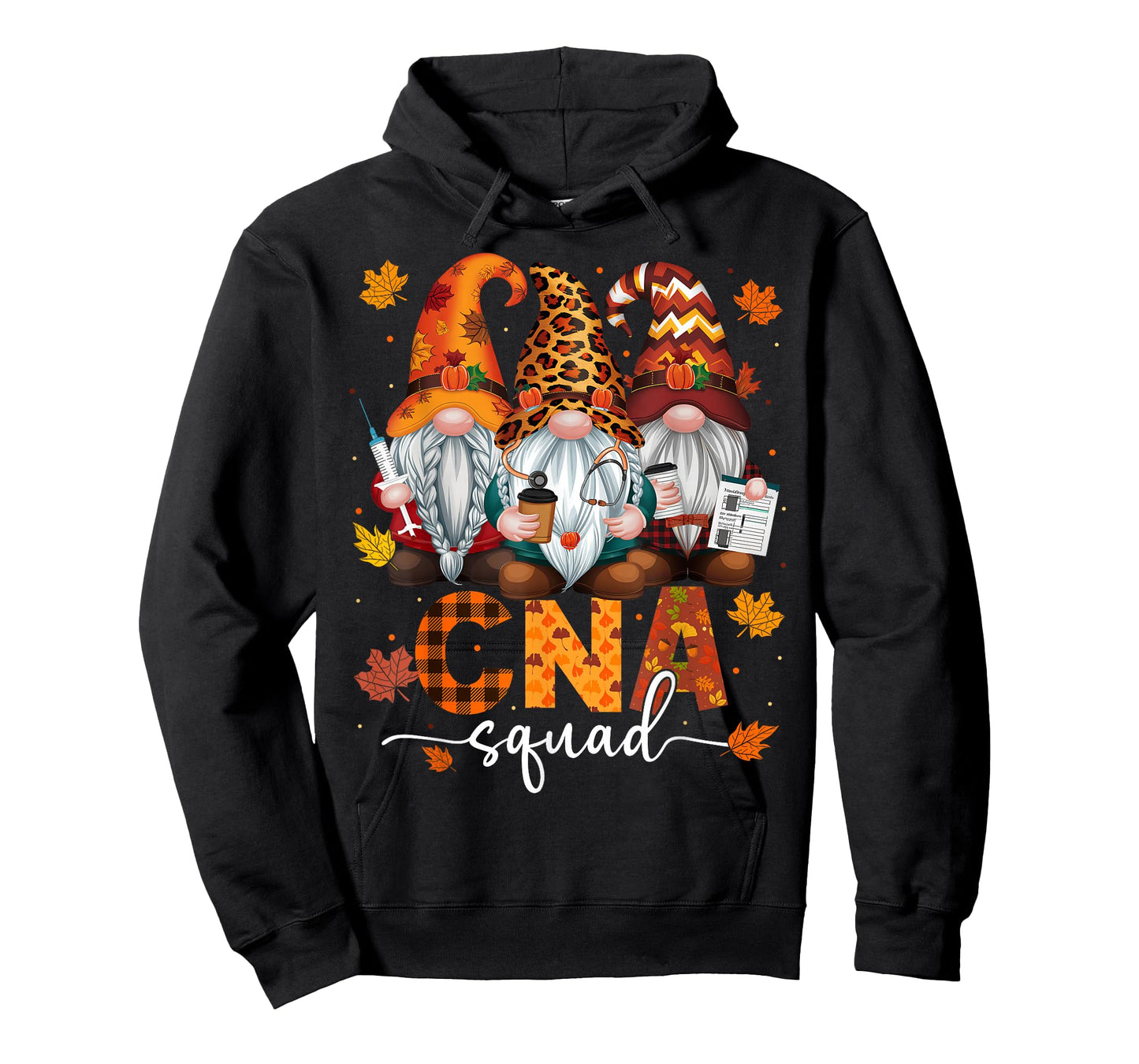 CNA Squad Gnome Nurse Leopard Thanksgiving Stethoscope T-Shirt