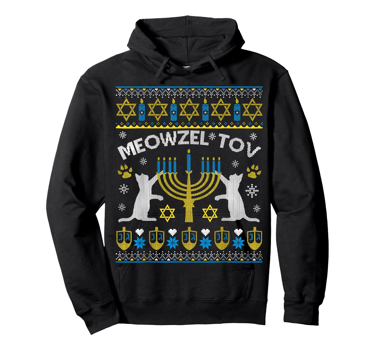 Meowzel Tov Ugly Hanukkah Sweater Cat Chanukah Jew Menorah T-Shirt