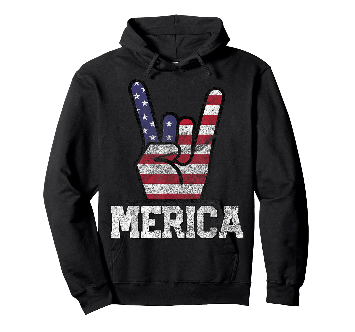 Merica Rock Sign 4th of July Vintage American Flag Retro USA T-Shirt Small