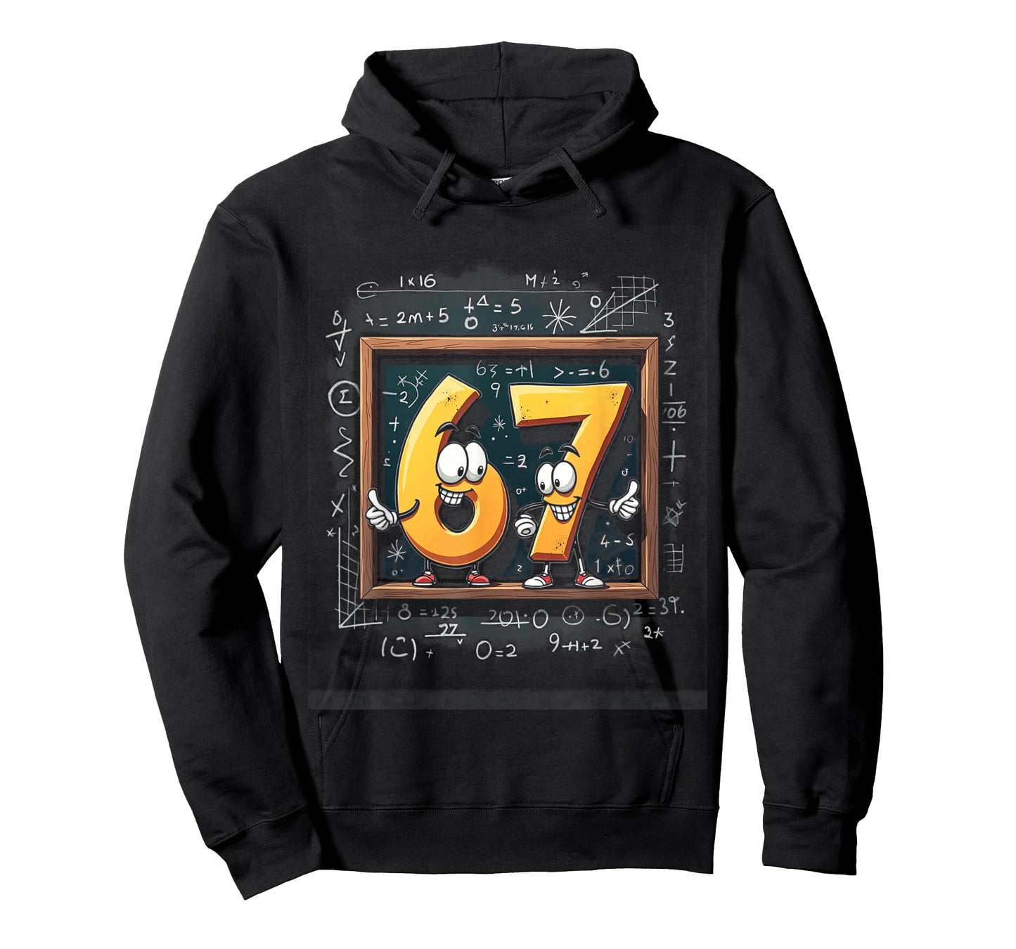 Six Seven Math Meme 67 Chalkboard Cartoon Classroom Humor T-Shirt