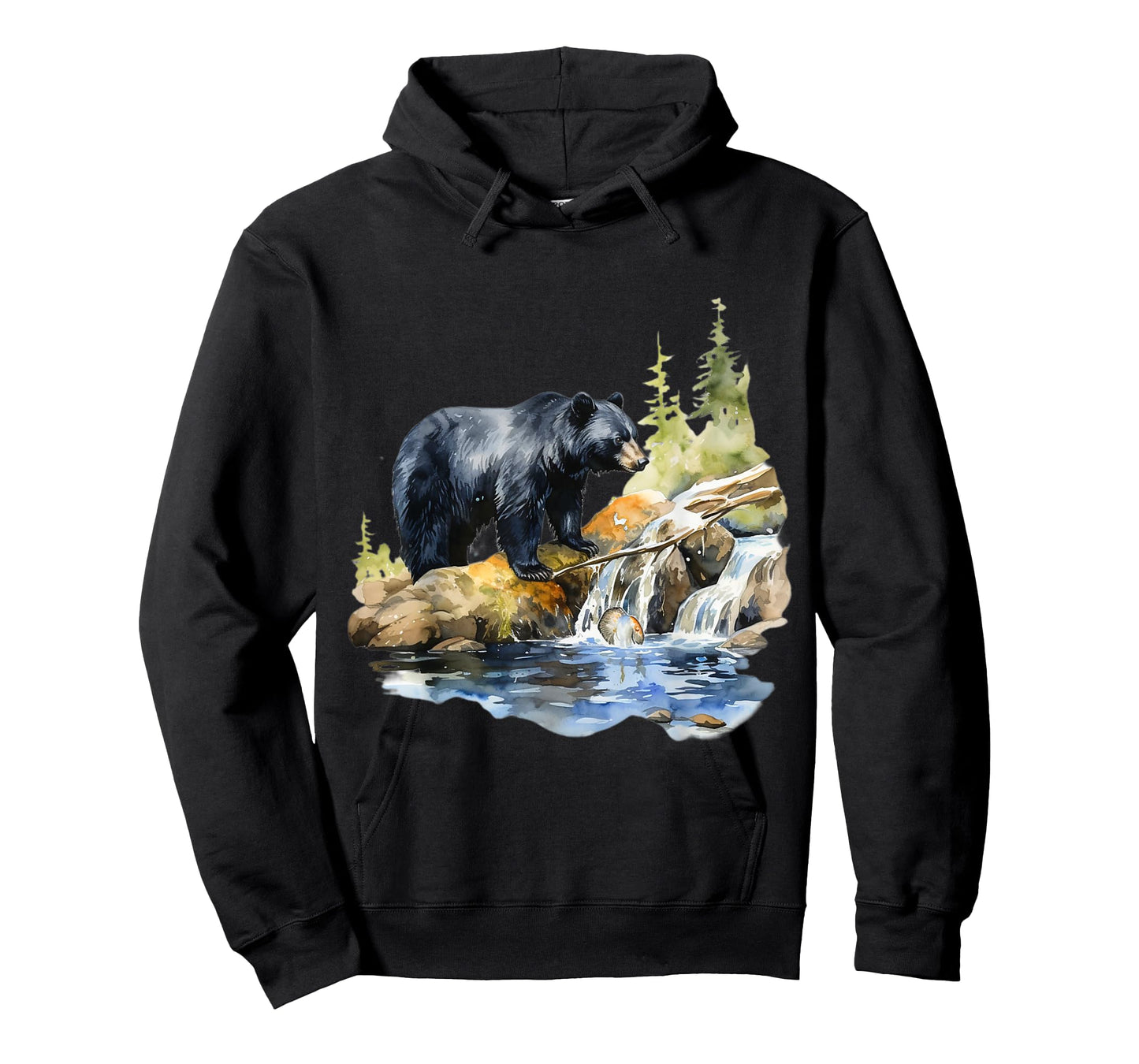 Black Bear Wilderness Waterfall Mountain Animal T-Shirt
