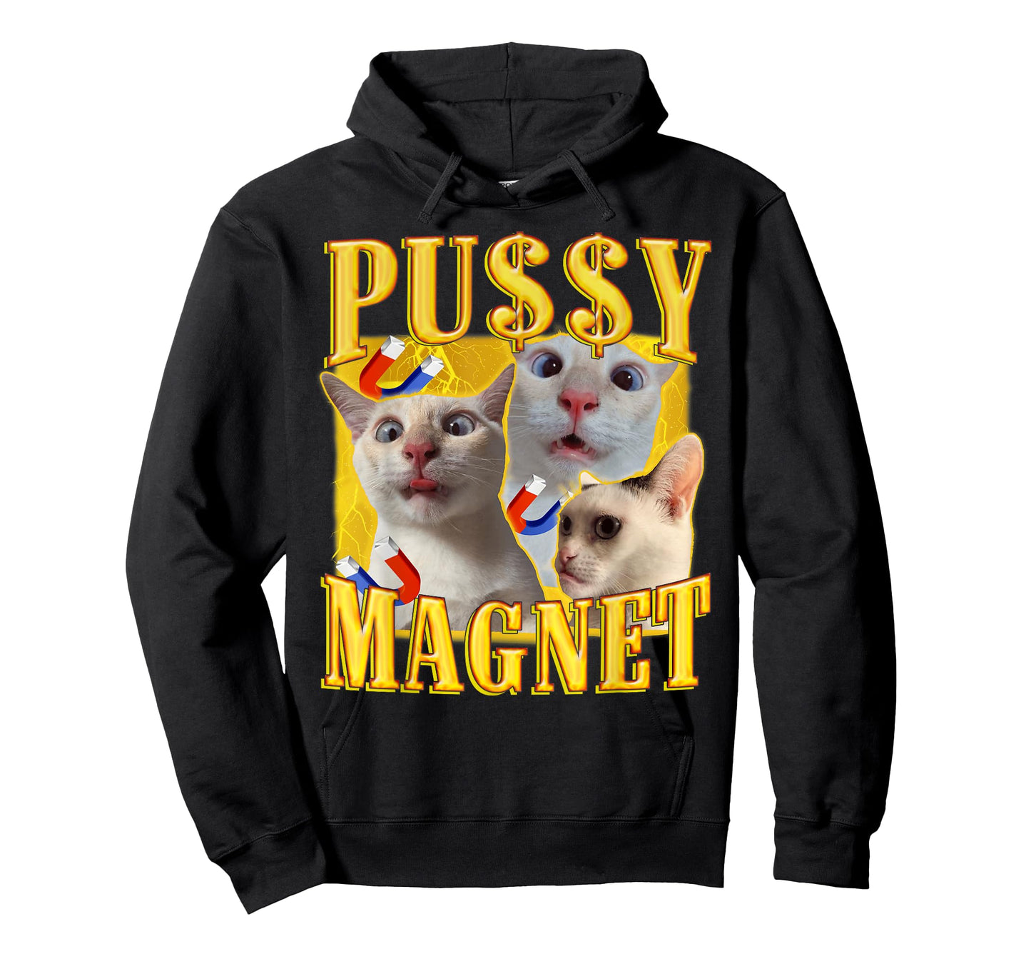 Ironic PUSSY MAGNET Cat Meme Funny Offensive Adult Humor T-Shirt