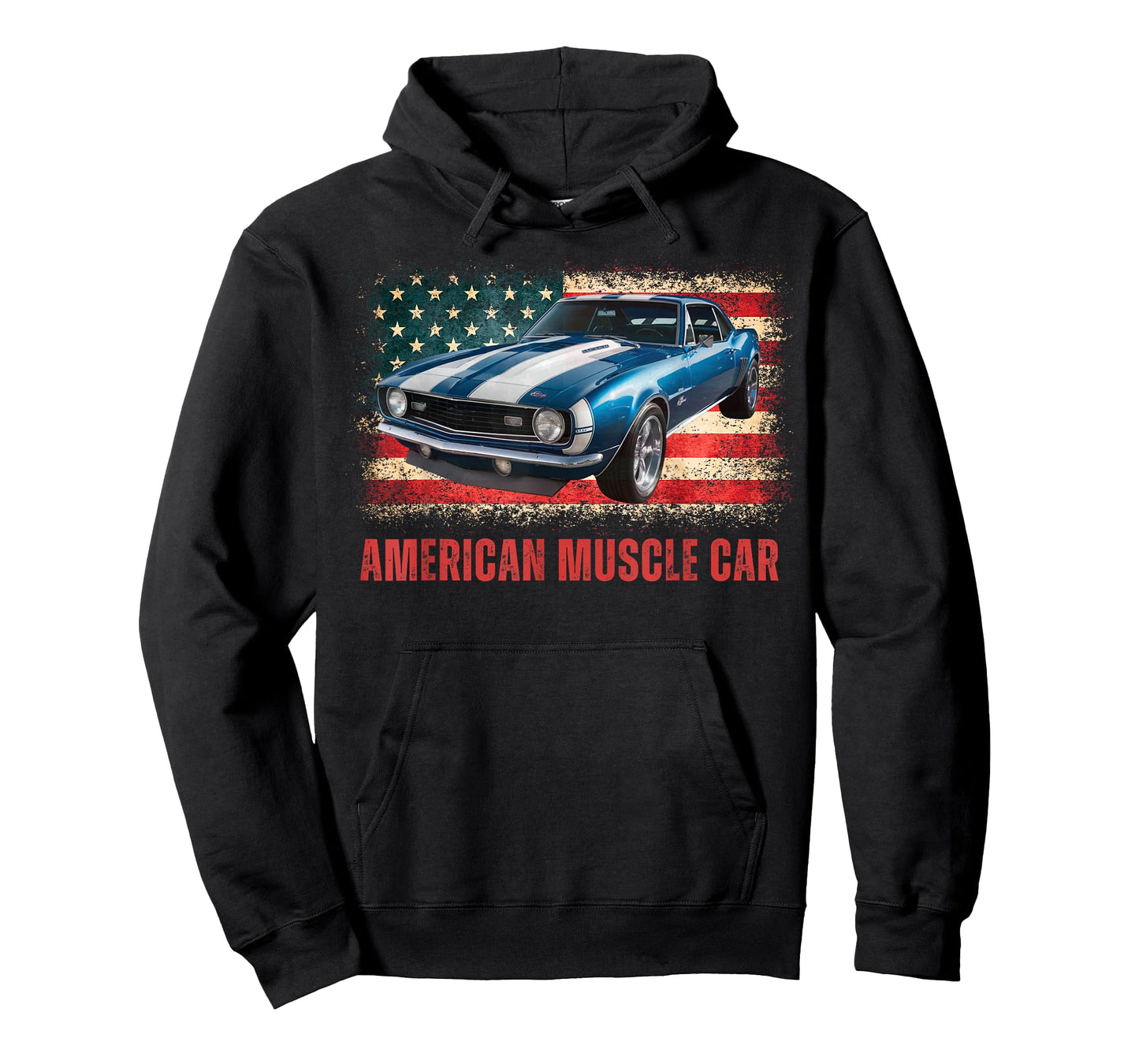 Classic American Muscle Car Flag Style Retro Vibe Art T-Shirt