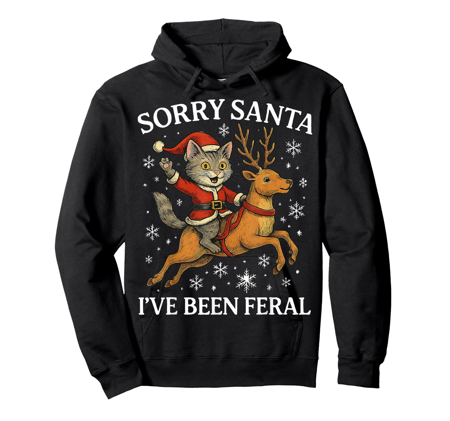 Funny Cat Riding Reindeer Sorry Santa Christmas 2025 Gifts T-Shirt