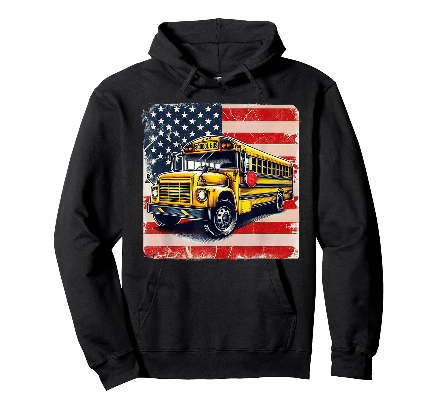 Patriotic School Bus Driver 4th Of July USA Flag Bus Graphic T-Shirt