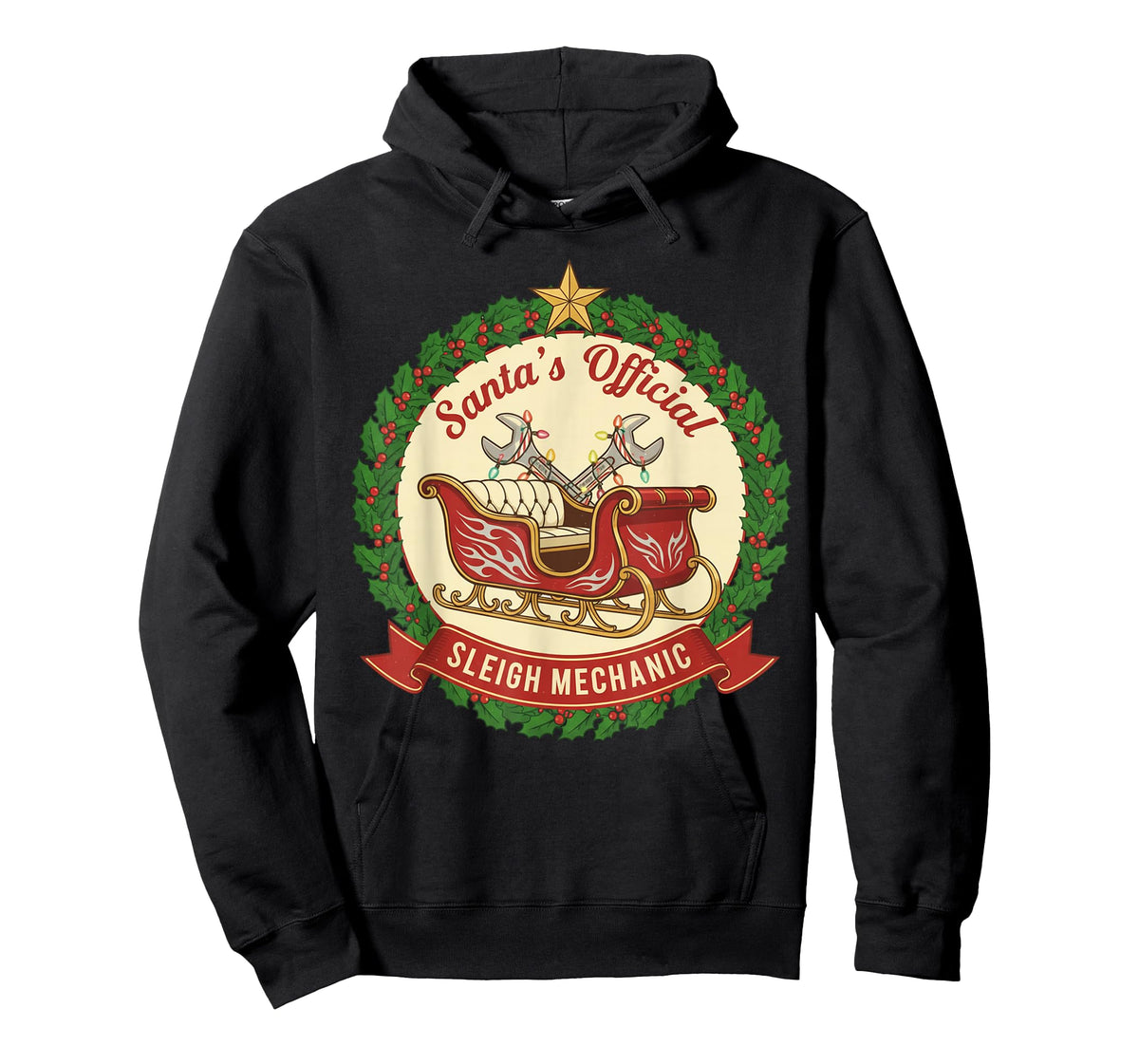 Santa's Sleigh Mechanic Funny Christmas Mechanic Graphic T-Shirt