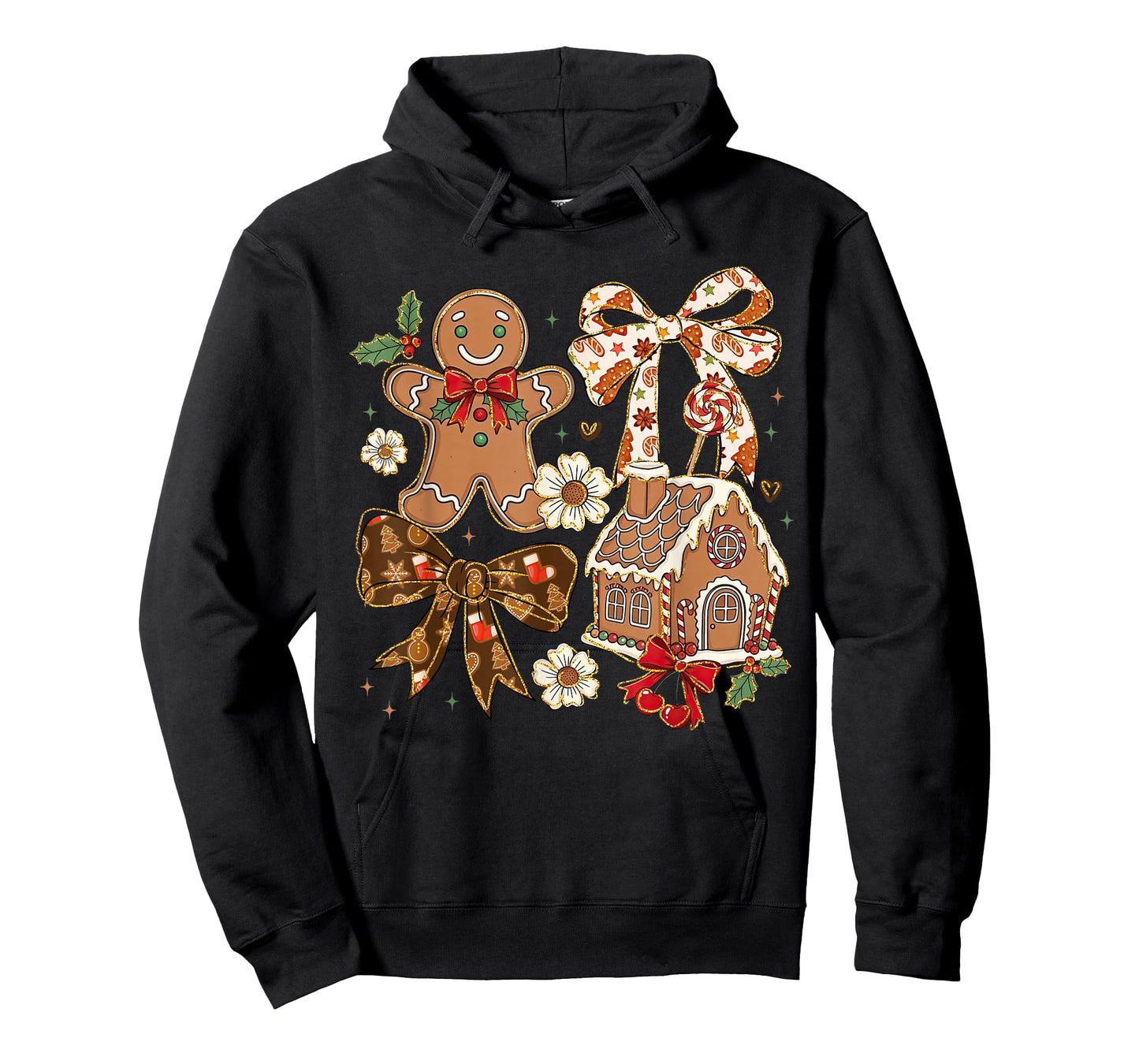 Christmas Gingerbread House Coquette Bow Xmas Girls Women T-Shirt