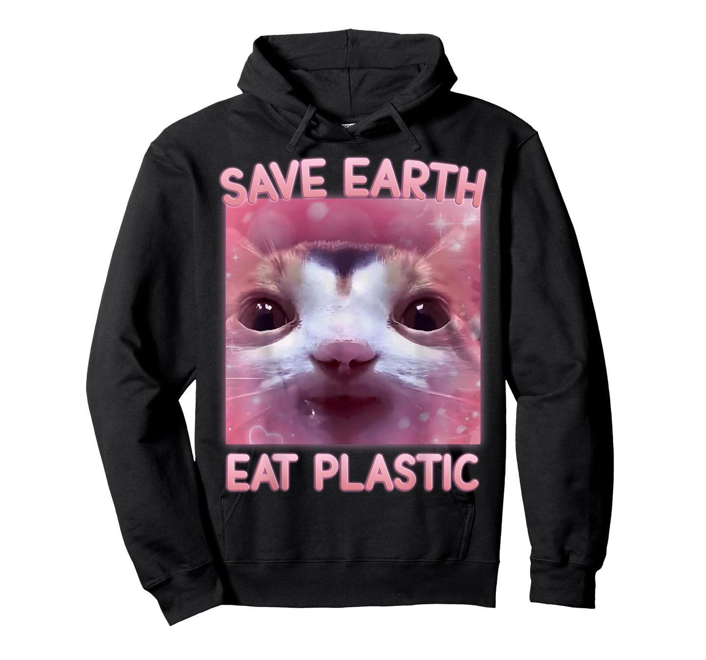 Save Earth Eat Plastic Funny Silly Cat Meme Brainrot Dank T-Shirt