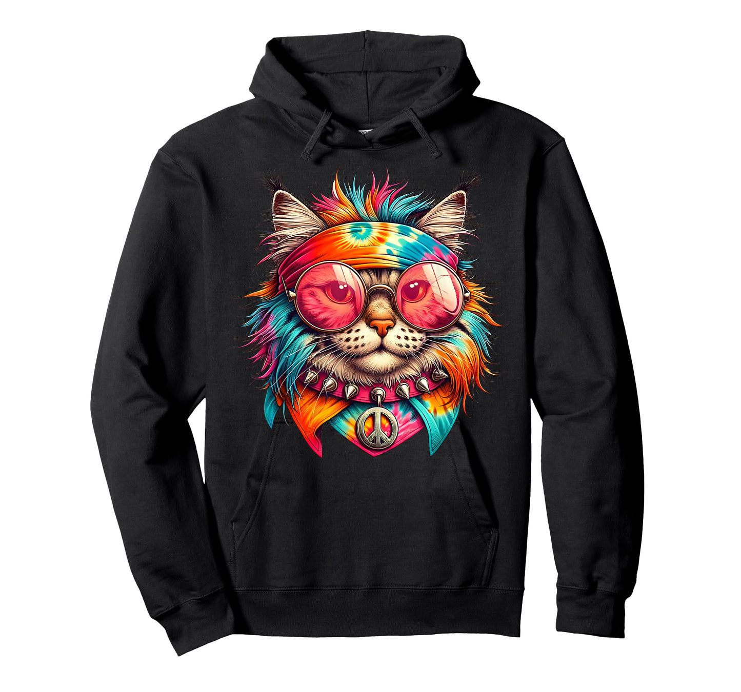 Psychedelic Peace Cat Colorful Hippie Retro Groovy Vibes T-Shirt