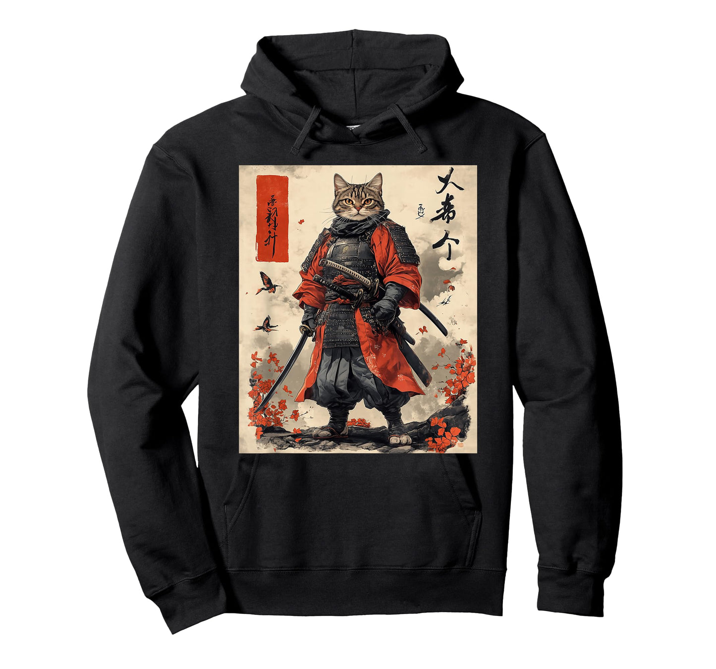 Samurai Cat T-Shirt - Japanese Art Style Warrior Graphic Tee T-Shirt