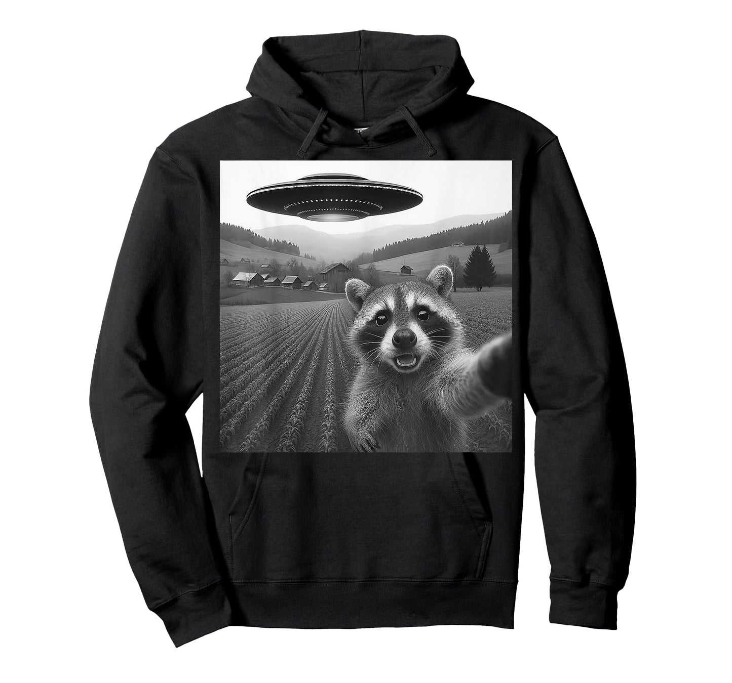 Raccoon Selfie with Alien UFO Funny Gifts for Men Women Kid T-Shirt