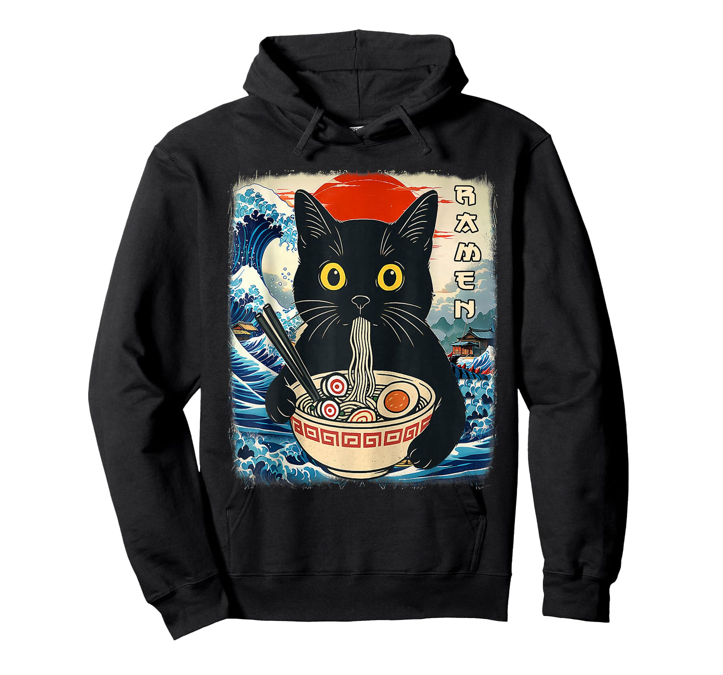 Funny Cat Ramen Japanese Graphic Design Kawaii Cat Anime T-Shirt