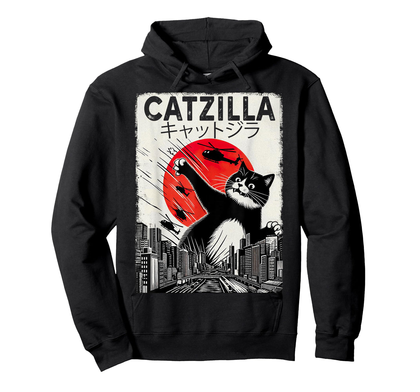 Vintage Catzilla tee - Funny Tuxedo Cat And Kitten T-Shirt